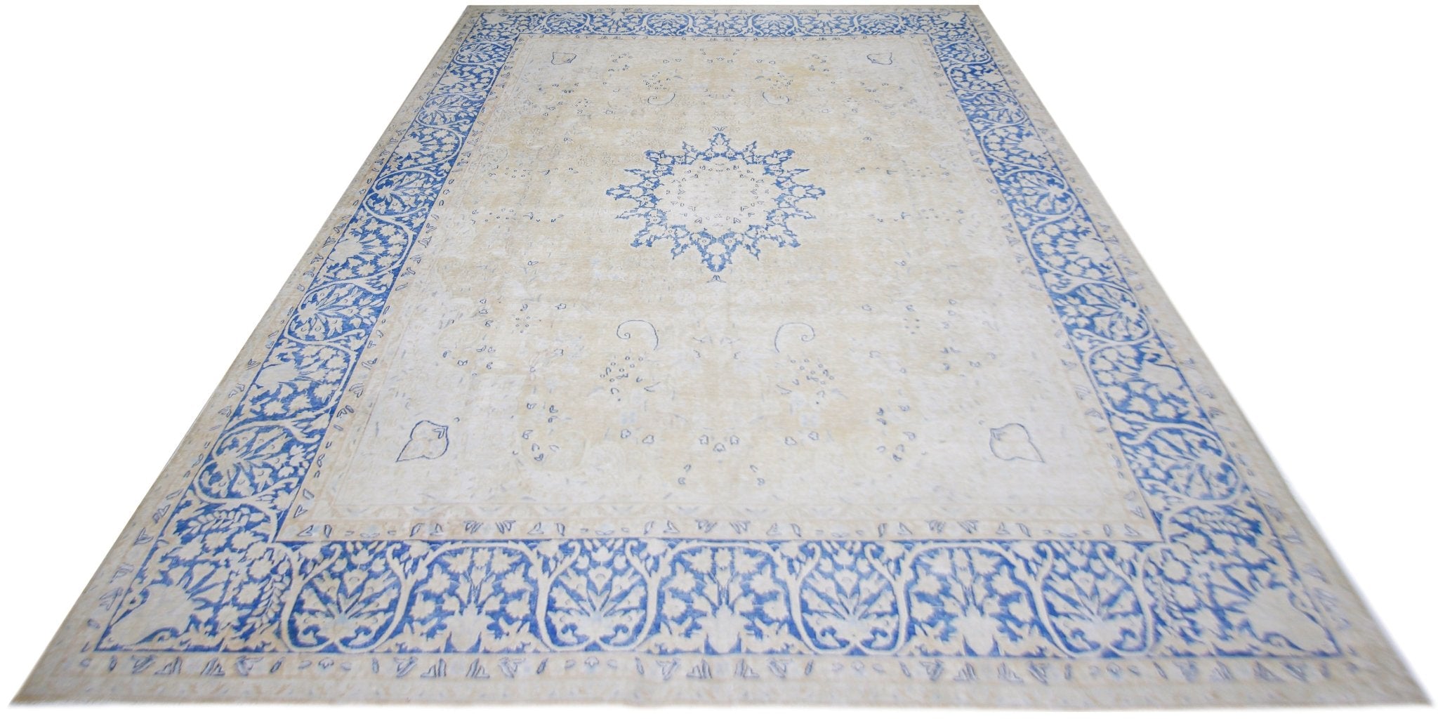 Handmade Vintage Persian Kerman Rug | 409 x 295 cm | 13'5" x 9'8" - Najaf Rugs & Textile