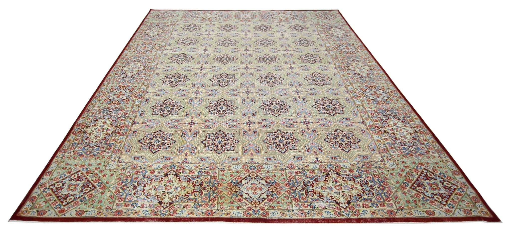 Handmade Vintage Persian Kerman Rug | 418 x 306 cm | 13'8" x 10' - Najaf Rugs & Textile