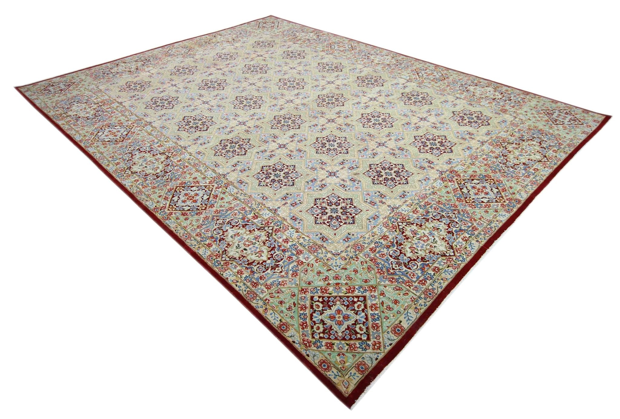 Handmade Vintage Persian Kerman Rug | 418 x 306 cm | 13'8" x 10' - Najaf Rugs & Textile