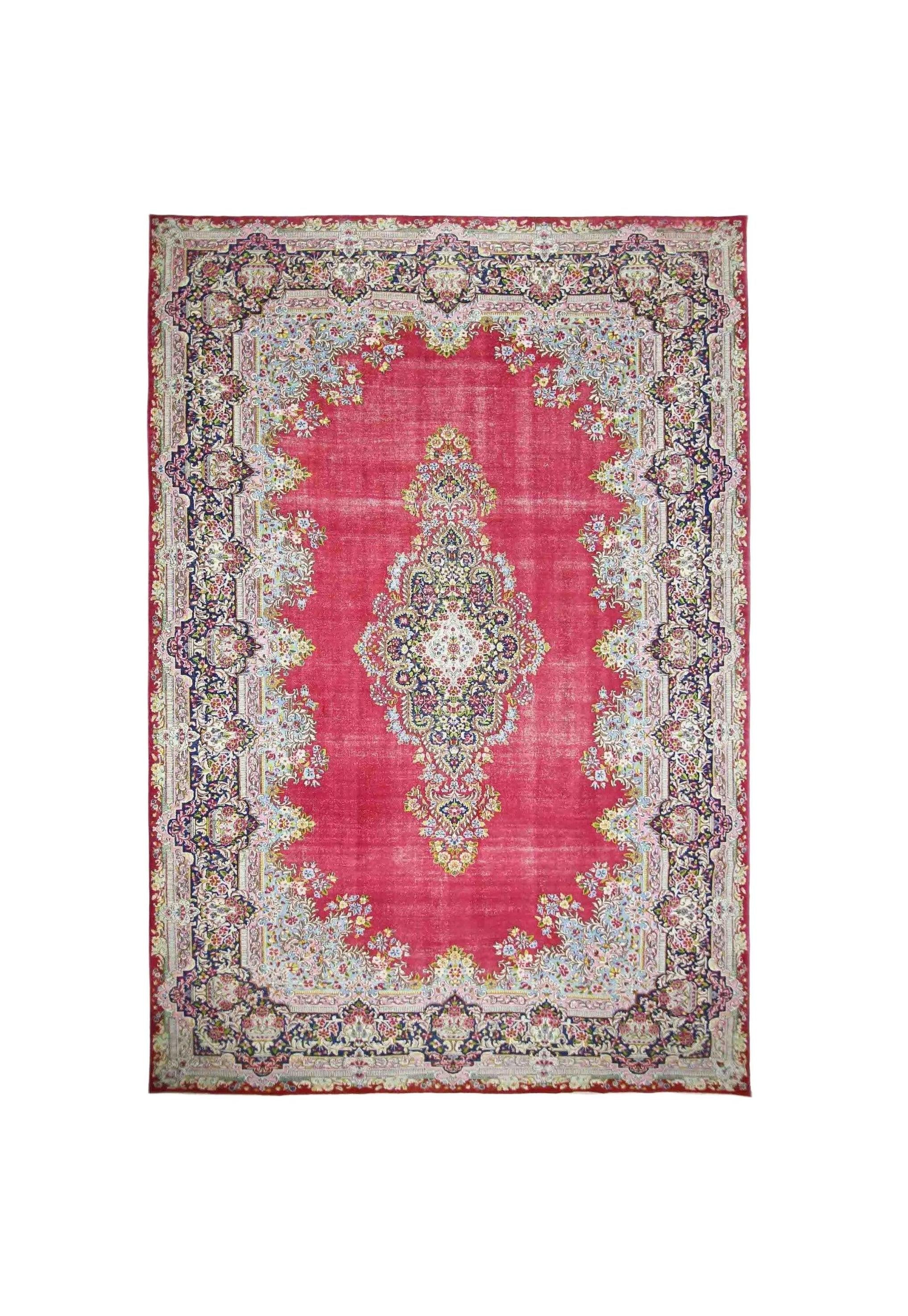 Handmade Vintage Persian Kerman Rug | 464 x 292 cm | 15'3" x 9'7" - Najaf Rugs & Textile