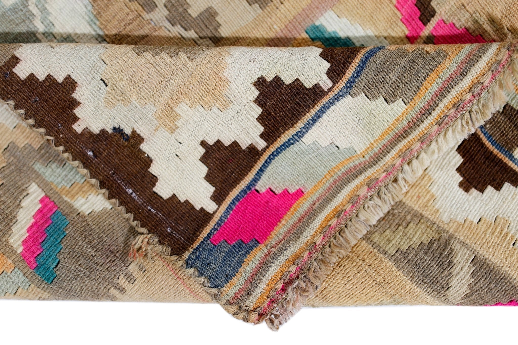 Handmade Vintage Persian Kilim | 261 x 161 cm | 8'7" x 5'3" - Najaf Rugs & Textile