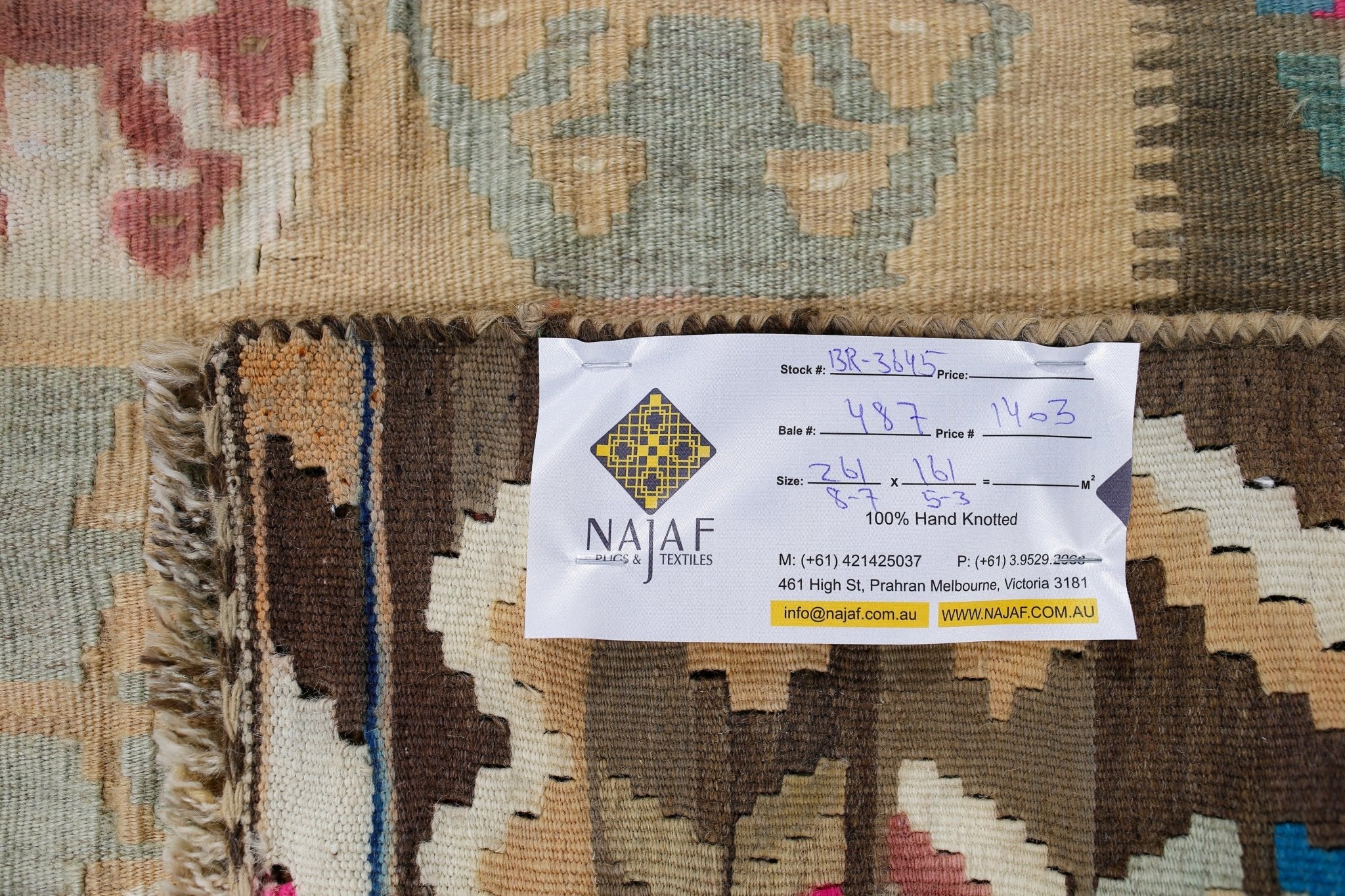 Handmade Vintage Persian Kilim | 261 x 161 cm | 8'7" x 5'3" - Najaf Rugs & Textile