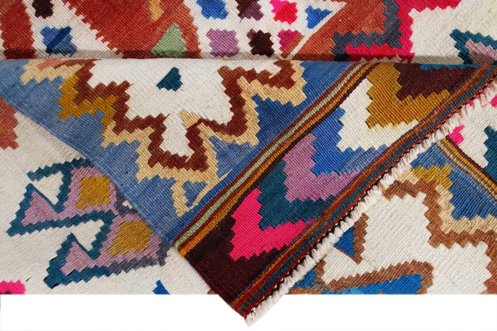 Handmade Vintage Persian Kilim | 264 x 193 cm | 8'8" x 6'4" - Najaf Rugs & Textile