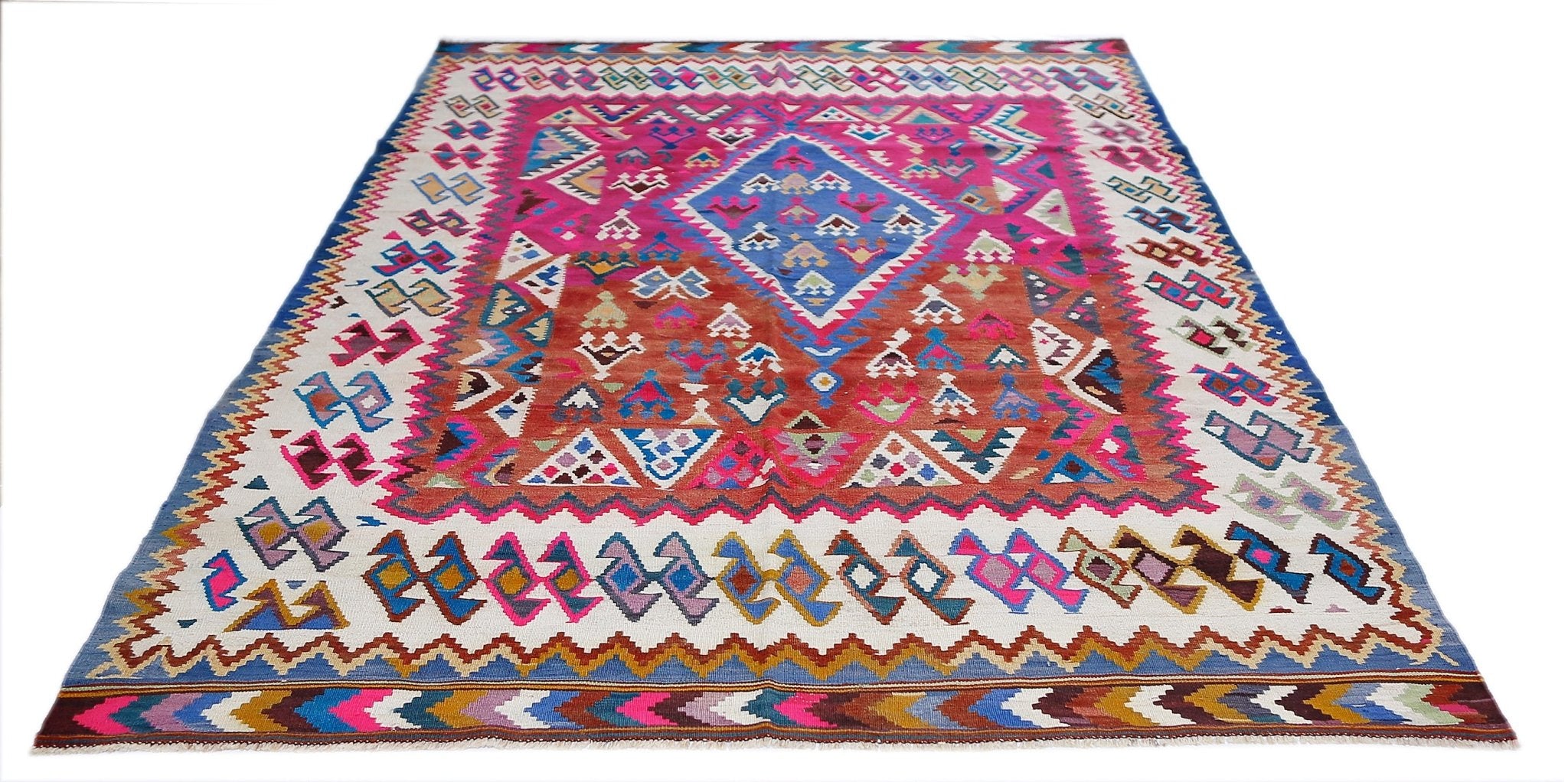 Handmade Vintage Persian Kilim | 264 x 193 cm | 8'8" x 6'4" - Najaf Rugs & Textile