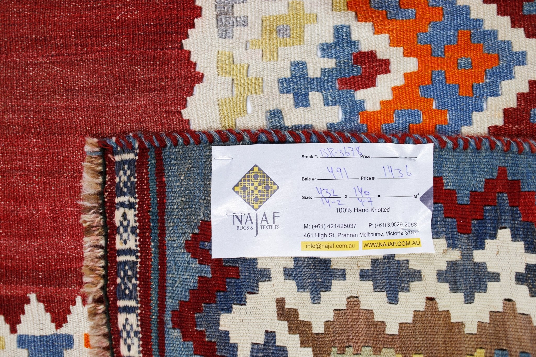 Handmade Vintage Persian Kilim Hallway Runner | 432 x 140 cm | 14'2" x 4'7" - Najaf Rugs & Textile