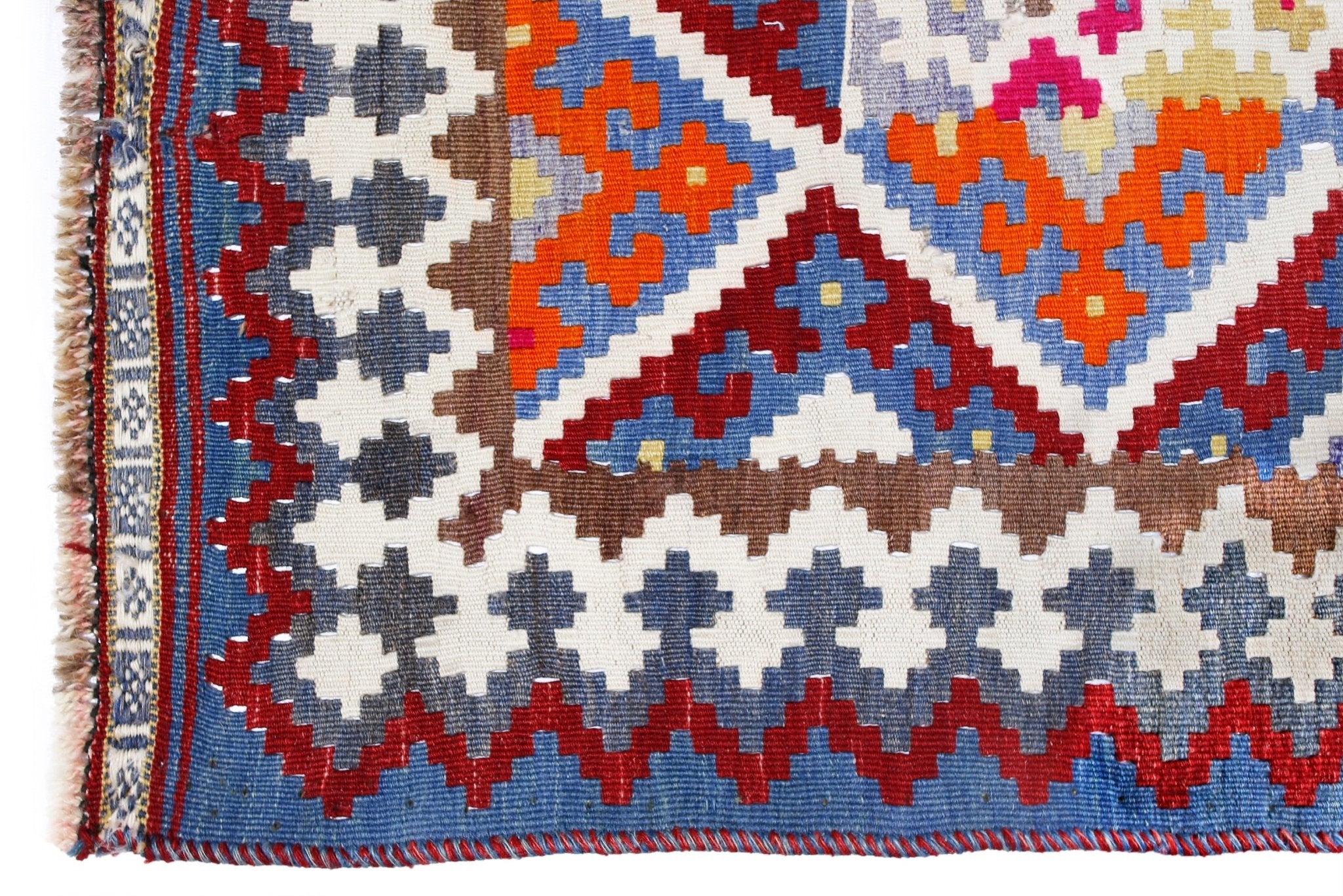 Handmade Vintage Persian Kilim Hallway Runner | 432 x 140 cm | 14'2" x 4'7" - Najaf Rugs & Textile