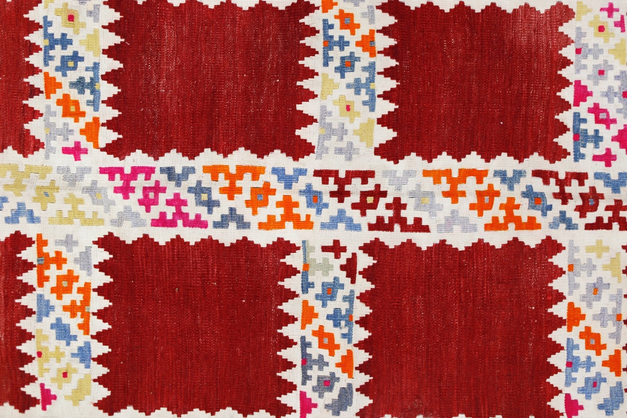 Handmade Vintage Persian Kilim Hallway Runner | 432 x 140 cm | 14'2" x 4'7" - Najaf Rugs & Textile