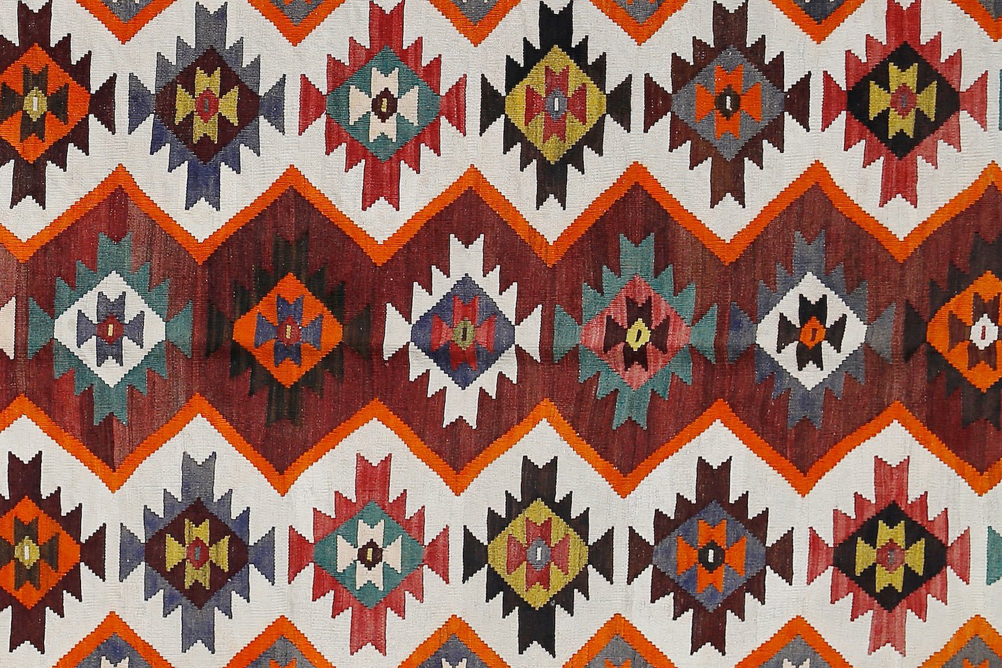 Handmade Vintage Persian Kilim Hallway Runner | 461 x 136 cm | 15'1" x 4'5" - Najaf Rugs & Textile