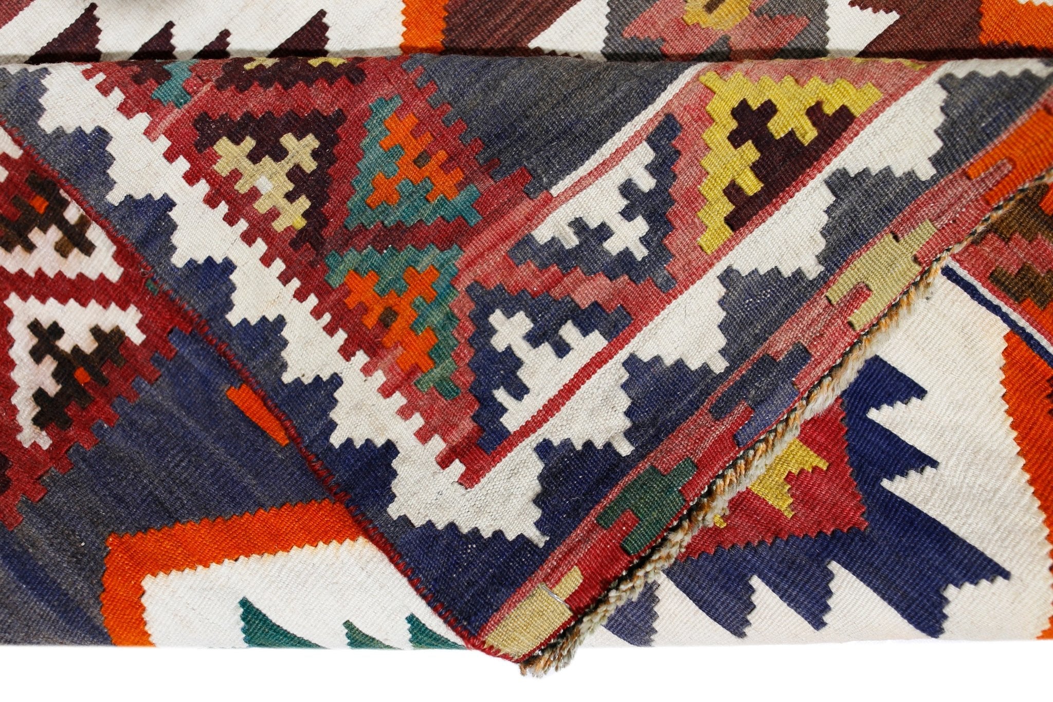 Handmade Vintage Persian Kilim Hallway Runner | 461 x 136 cm | 15'1" x 4'5" - Najaf Rugs & Textile