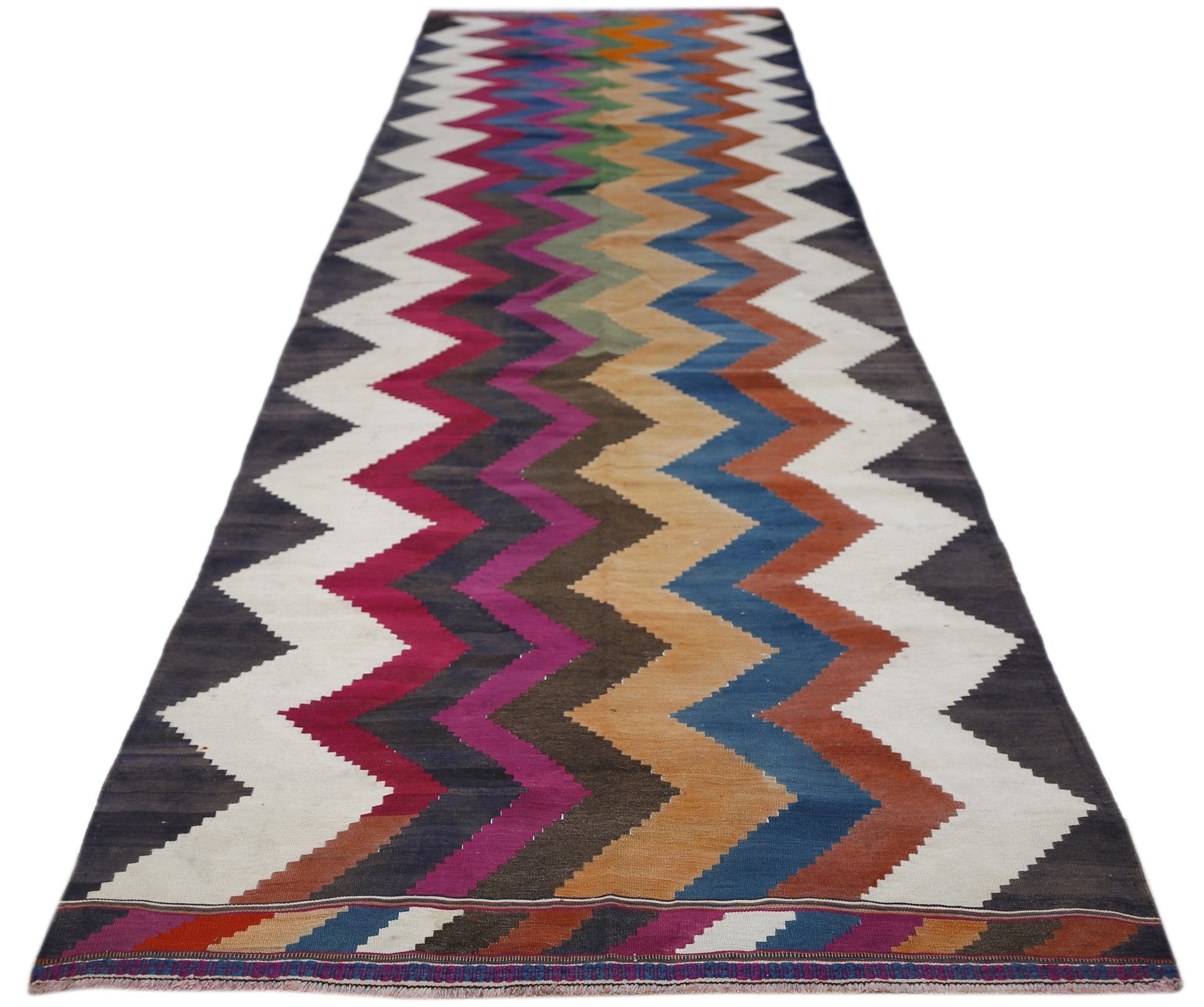 Handmade Vintage Persian Kilim Hallway Runner | 474 x 161 cm | 15'7" x 5'3" - Najaf Rugs & Textile