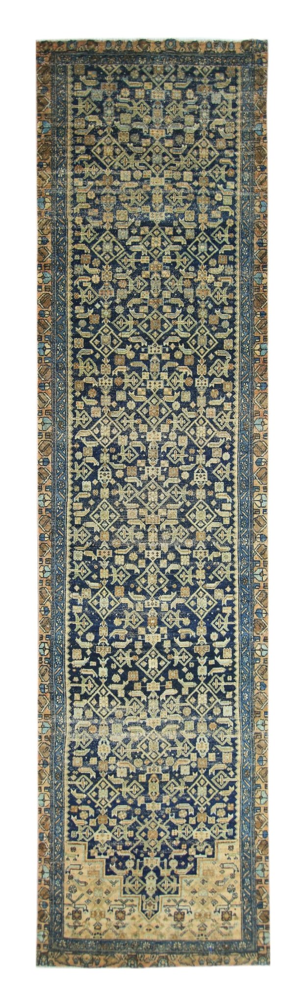 Handmade Vintage Persian Malayer Hallway Runner | 393 x 97 cm | 12'10" x 3'2" - Najaf Rugs & Textile