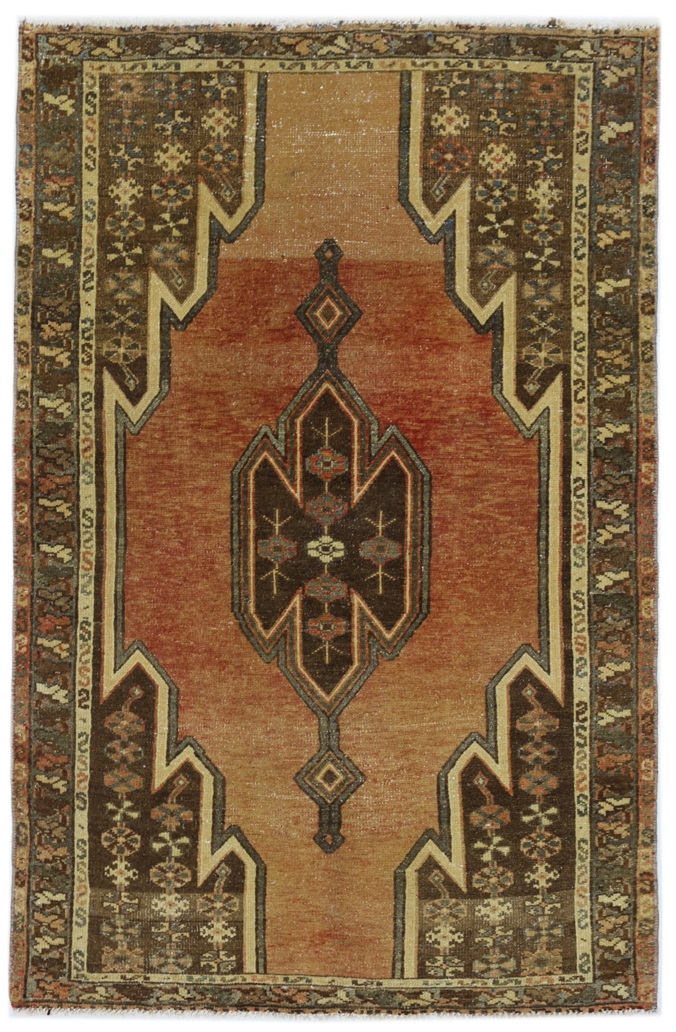Handmade Vintage Persian Mazlaghan Rug | 126 x 79 cm | 4'1" x 2'7" - Najaf Rugs & Textile
