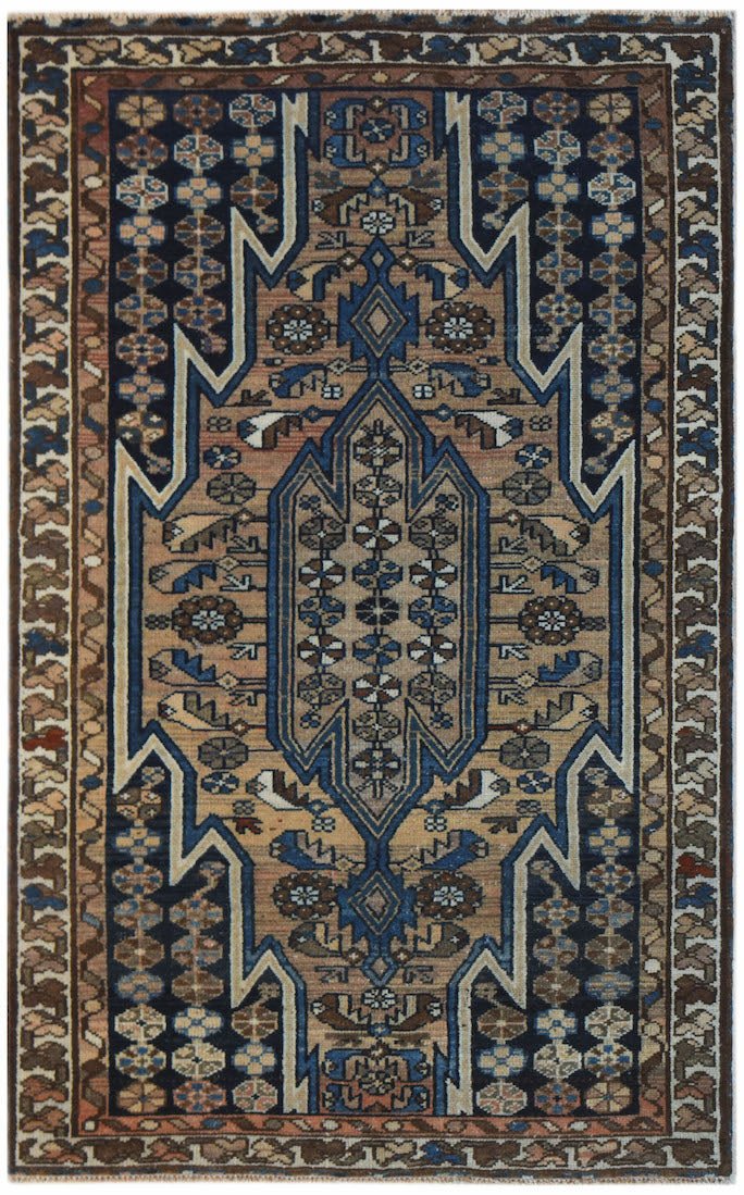 Handmade Vintage Persian Mazlaghan Rug | 150 x 95 cm | 4'11" x 3'1" - Najaf Rugs & Textile