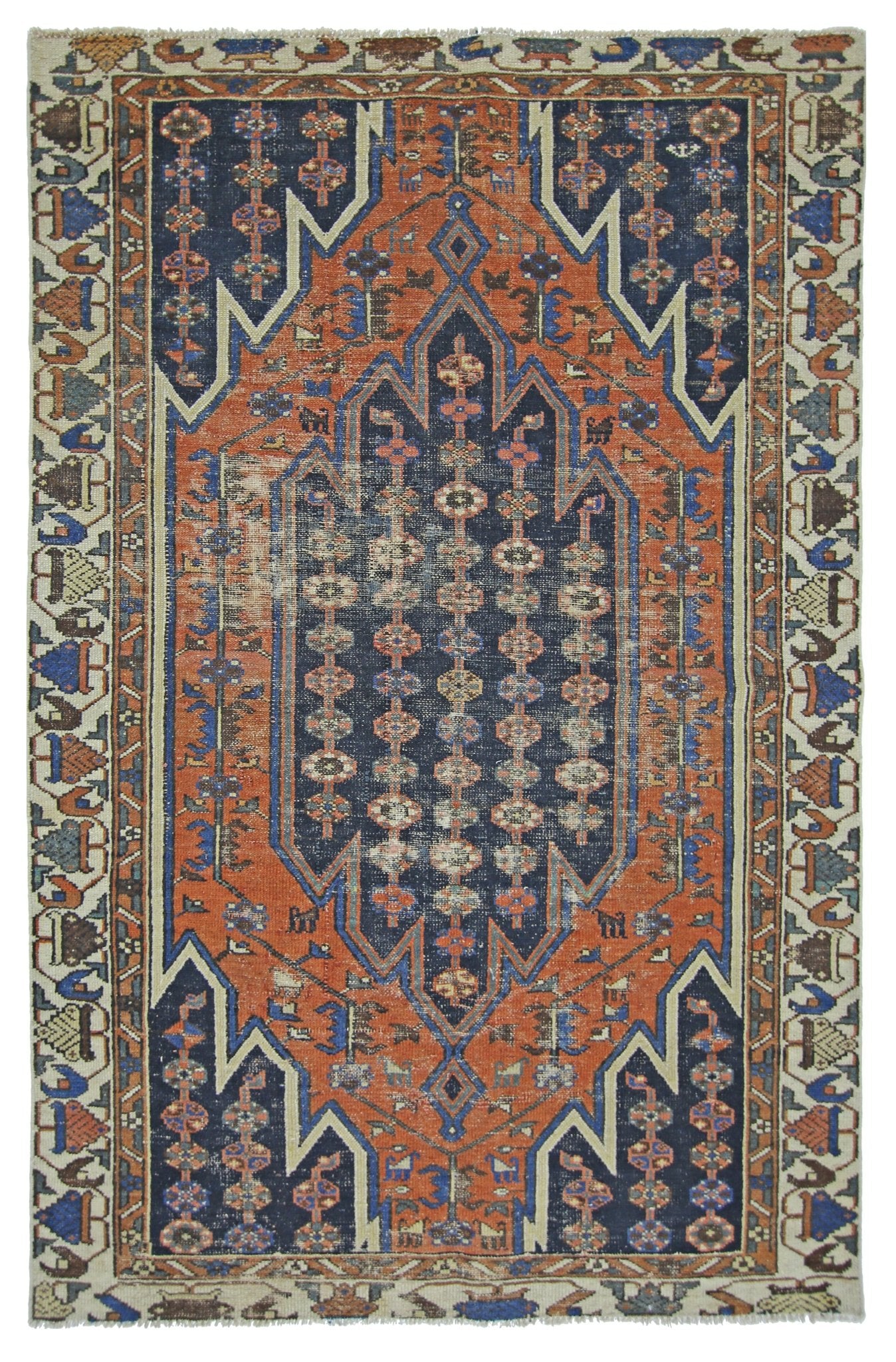 Handmade Vintage Persian Mazlaghan Rug | 179 x 115 cm | 5'11" x 3'1" - Najaf Rugs & Textile