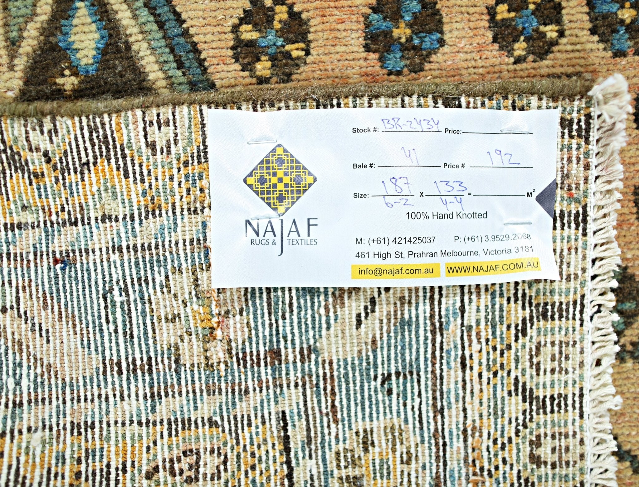 Handmade Vintage Persian Mazlaghan Rug | 187 x 133 cm | 6'2" x 4'4" - Najaf Rugs & Textile