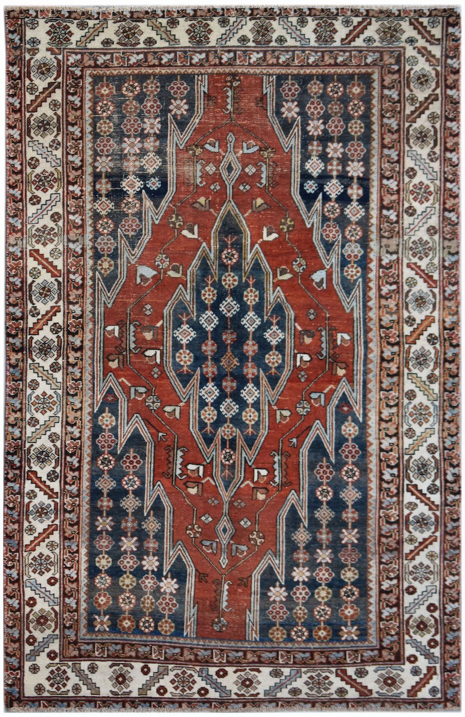 Handmade Vintage Persian Mazlaghan Rug | 188 x 128 cm | 6'2" x 4'2" - Najaf Rugs & Textile