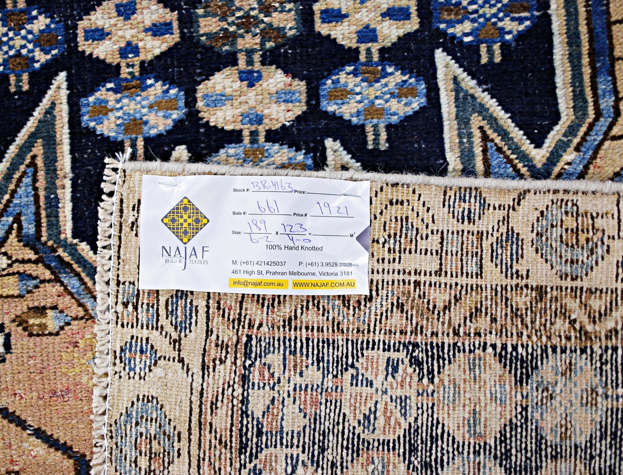 Handmade Vintage Persian Mazlaghan Rug | 189 x 123 cm | 6'2" x 4' - Najaf Rugs & Textile