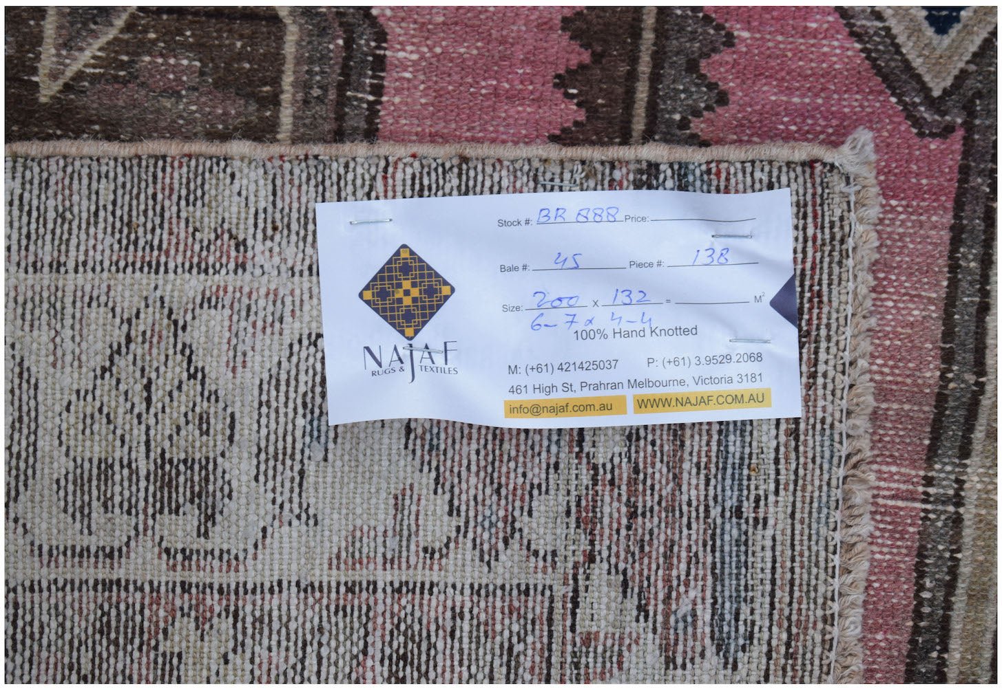 Handmade Vintage Persian Mazlaghan Rug | 200 x 132 cm | 6'7" x 4'4" - Najaf Rugs & Textile