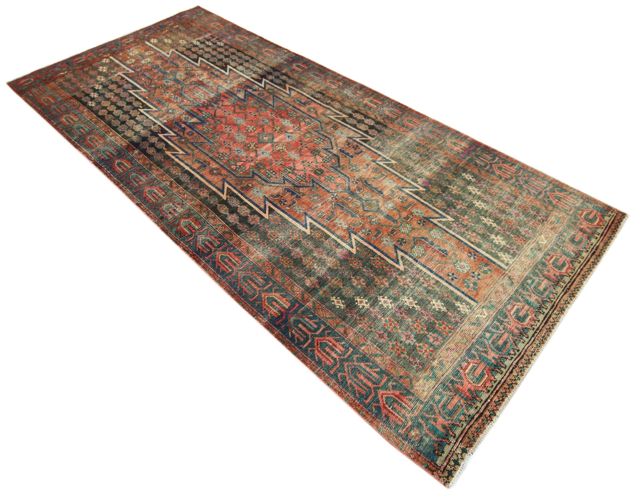 Handmade Vintage Persian Mazlaghan Rug | 270 x 119 cm | 8'10" x 3'11" - Najaf Rugs & Textile