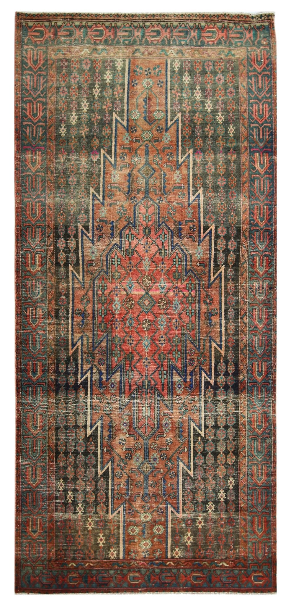 Handmade Vintage Persian Mazlaghan Rug | 270 x 119 cm | 8'10" x 3'11" - Najaf Rugs & Textile