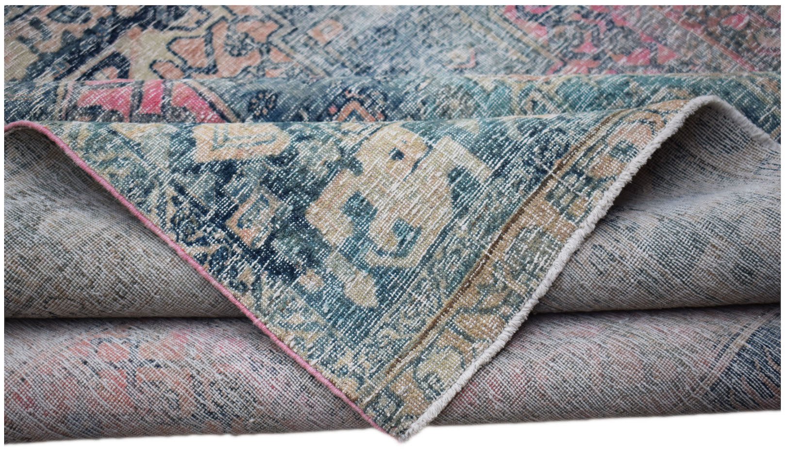 Handmade Vintage Persian Mazlaghan Rug | 350 x 180 cm | 11'6" x 5'11" - Najaf Rugs & Textile