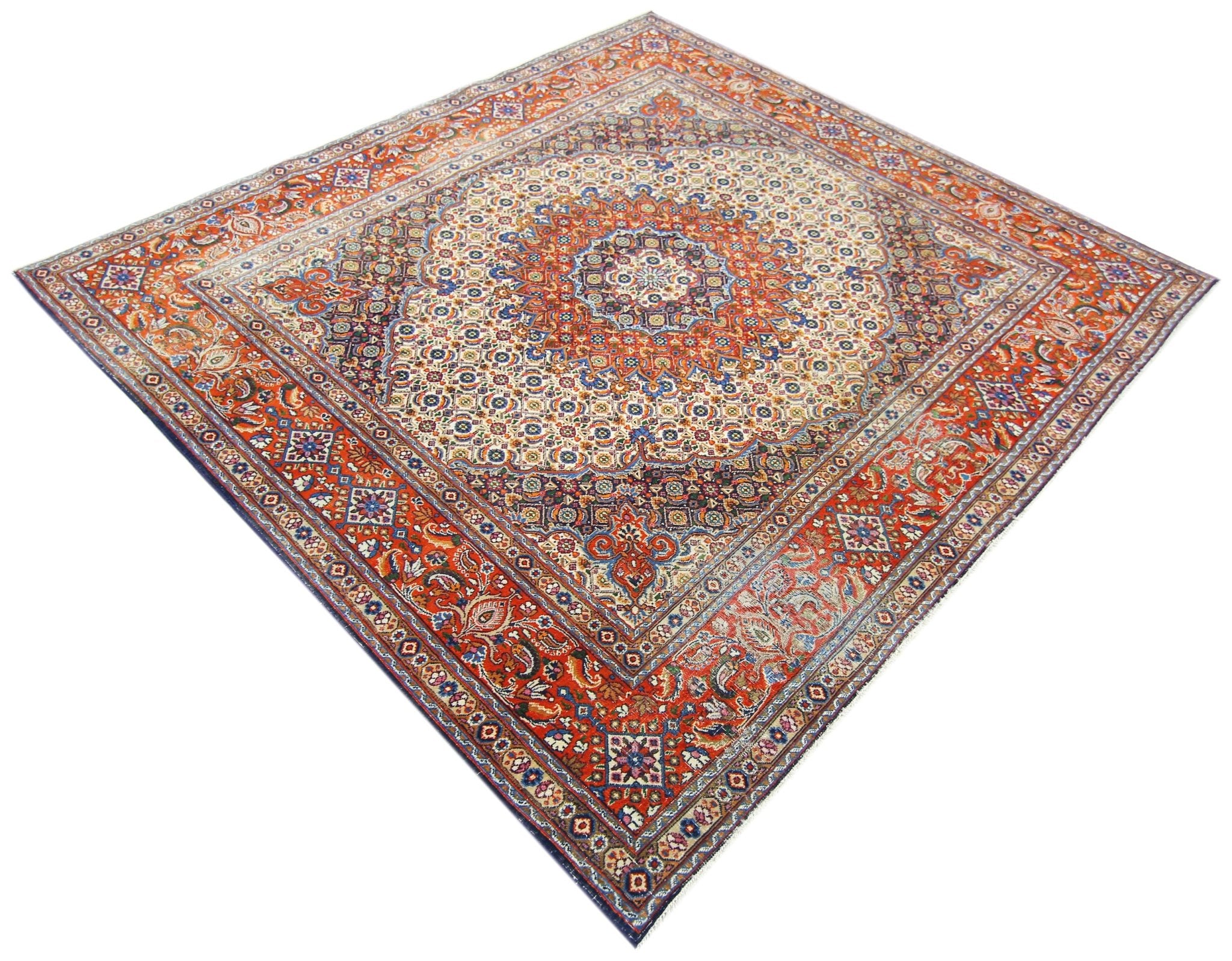 Handmade Vintage Persian Moud Rug | 196 x 187 cm | 6'5" x 6'1" - Najaf Rugs & Textile