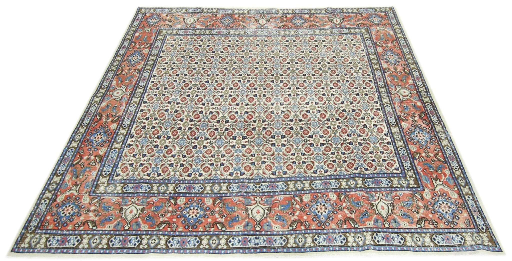 Handmade Vintage Persian Moud Rug | 213 x 202 cm | 7' x 6'8" - Najaf Rugs & Textile