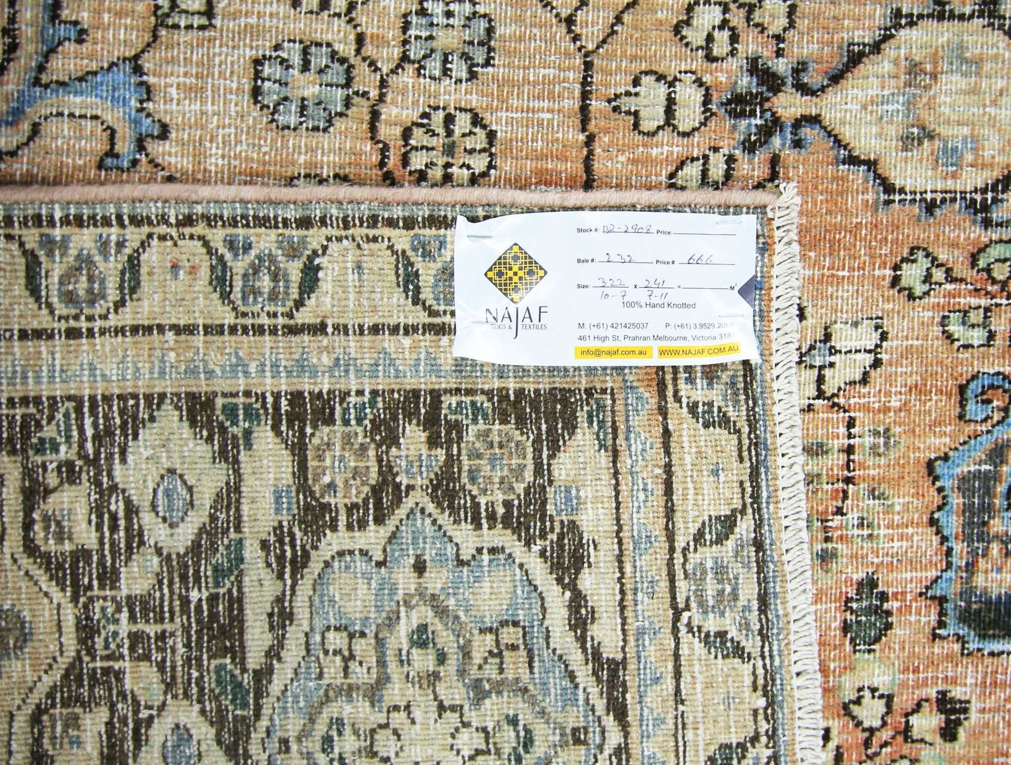 Handmade Vintage Persian Moud Rug | 322 x 241 cm | 10'7" x 7'11" - Najaf Rugs & Textile