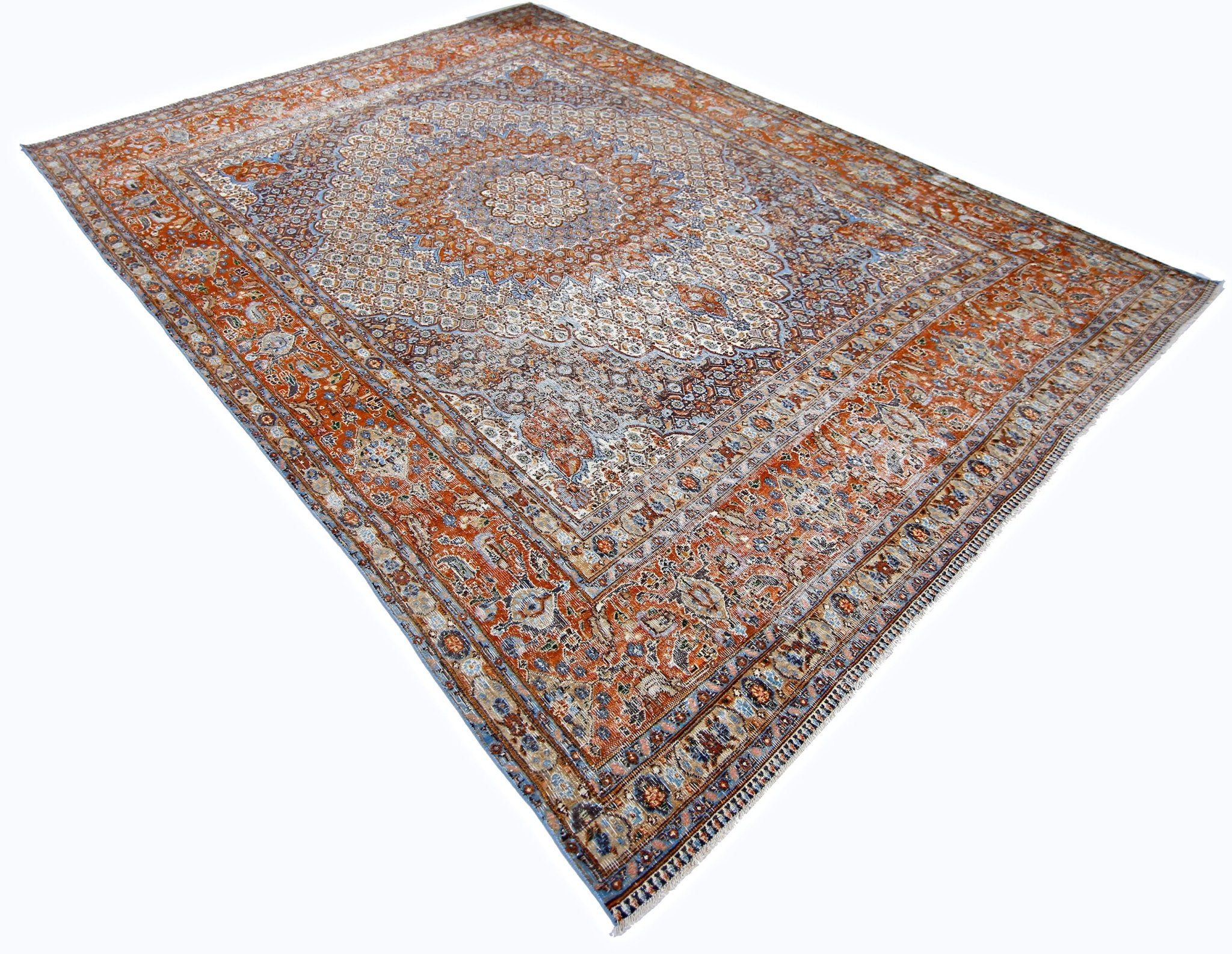 Handmade Vintage Persian Moud Rug | 347 x 241 cm | 11'4" x 7'11" - Najaf Rugs & Textile