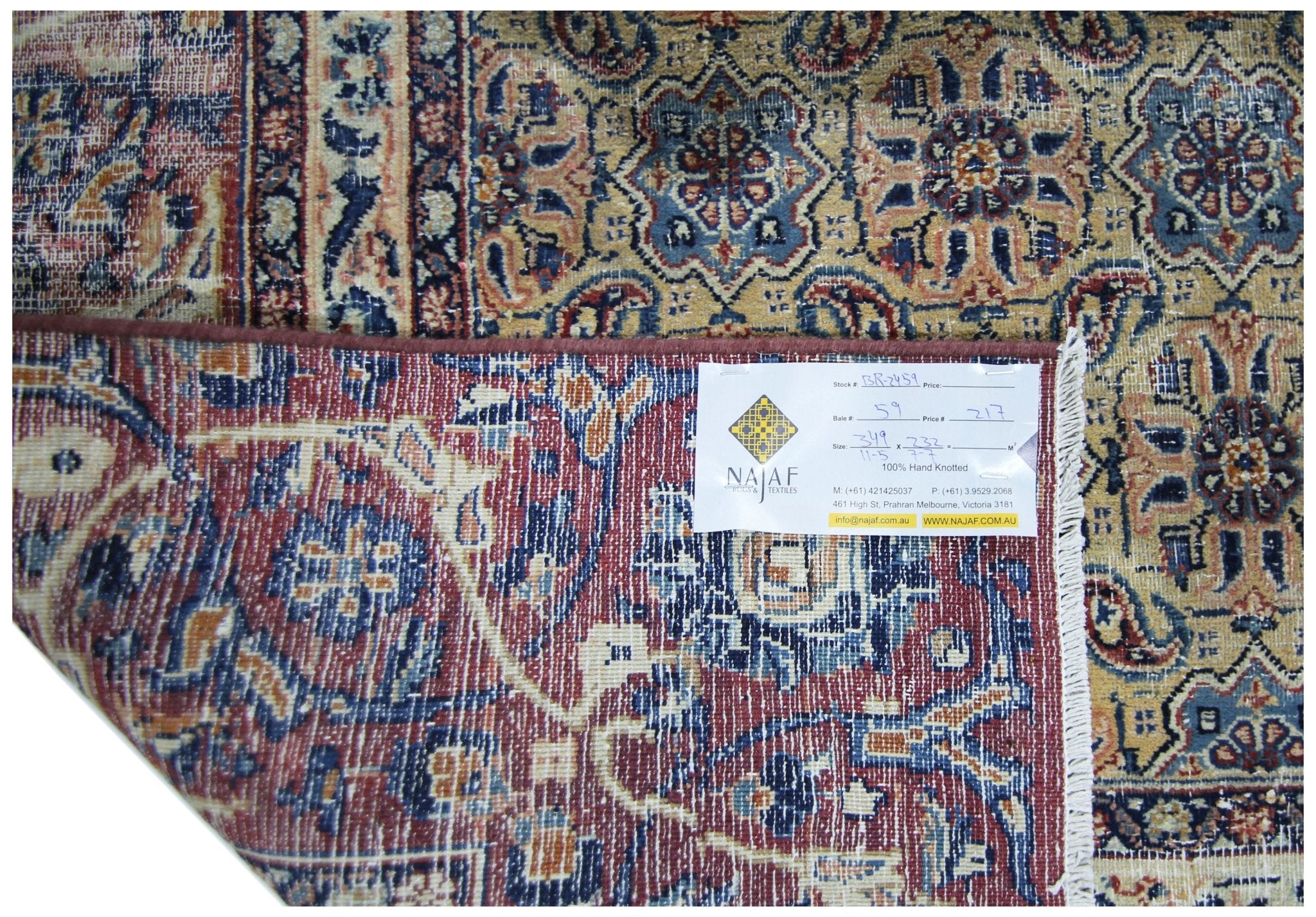 Handmade Vintage Persian Moud Rug | 349 x 232 cm | 11'5" x 7'7" - Najaf Rugs & Textile