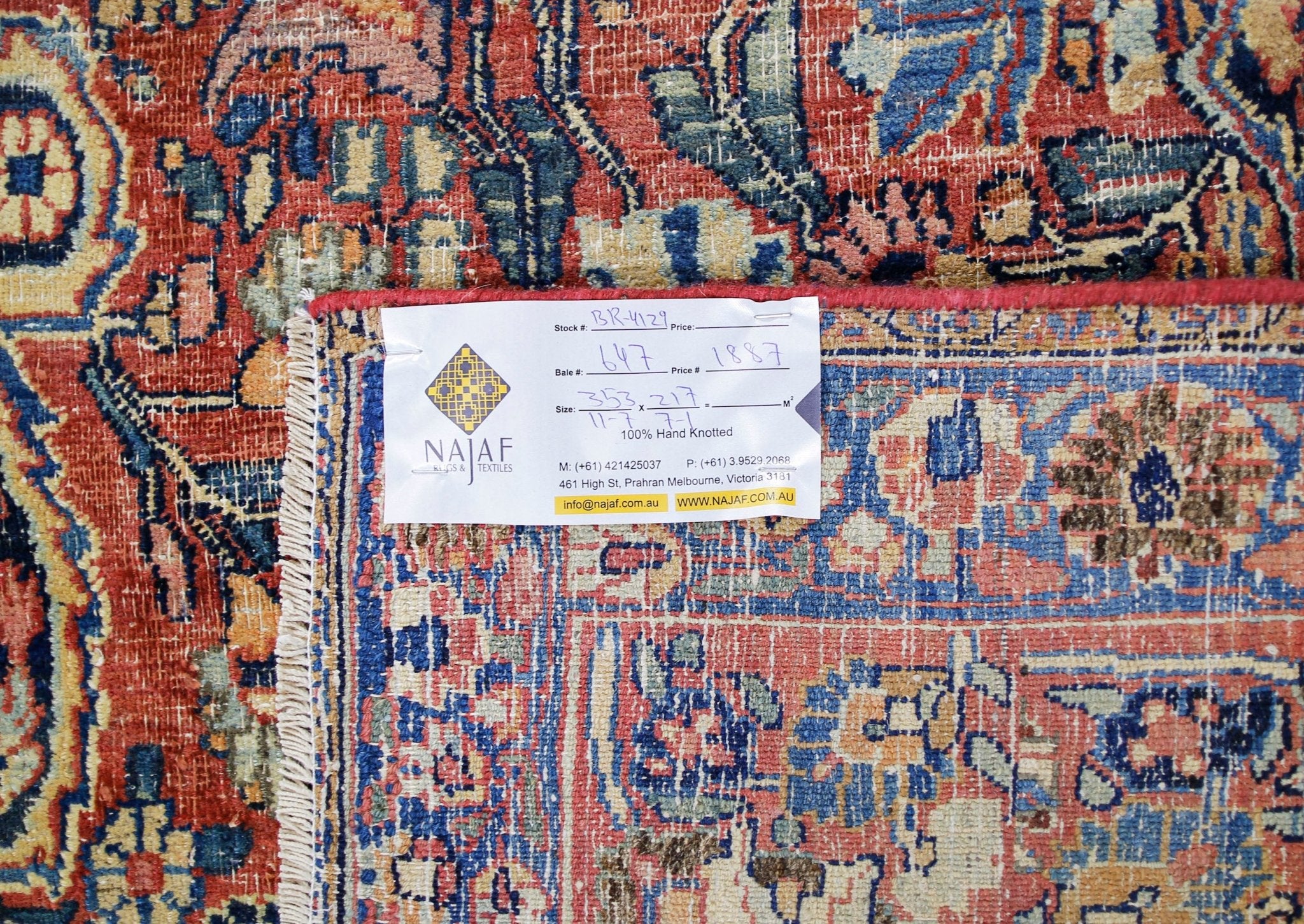 Handmade Vintage Persian Moud Rug | 353 x 217 cm | 11'7" x 7'1" - Najaf Rugs & Textile