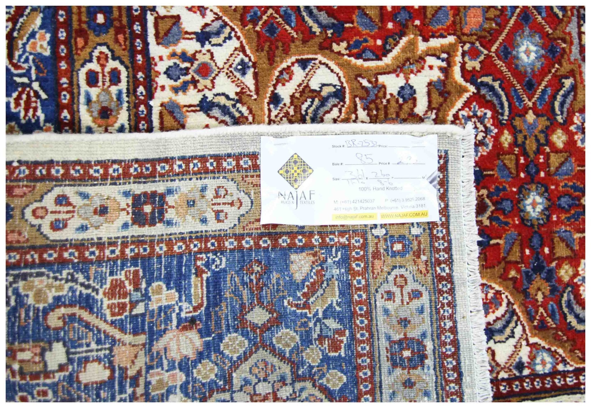 Handmade Vintage Persian Moud Rug | 361 x 260 cm | 11'10" x 8'6" - Najaf Rugs & Textile