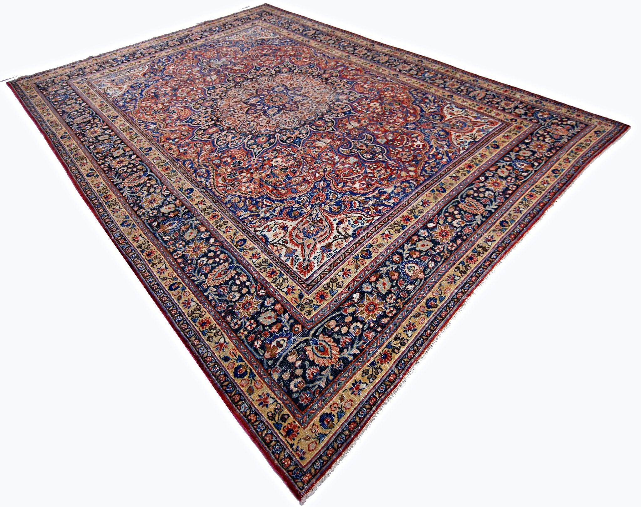 Handmade Vintage Persian Moud Rug | 399 x 287 cm | 13'1" x 9'5" - Najaf Rugs & Textile