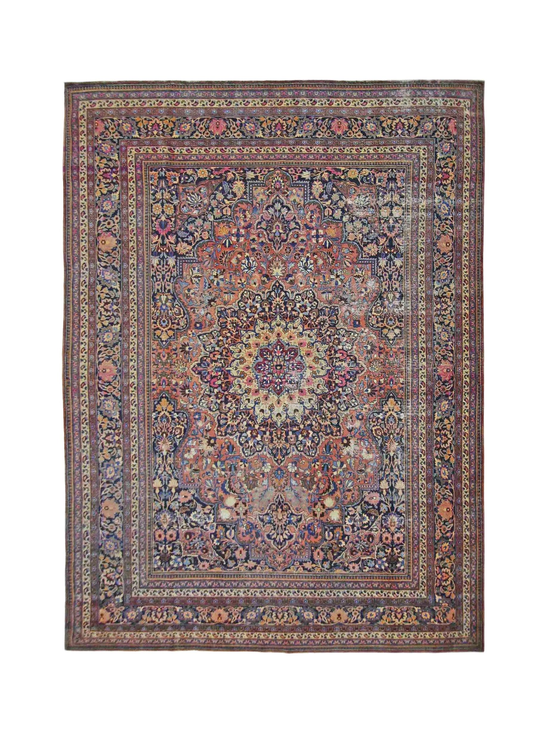 Handmade Vintage Persian Moud Rug | 407 x 301 cm | 13'4" x 9'10" - Najaf Rugs & Textile