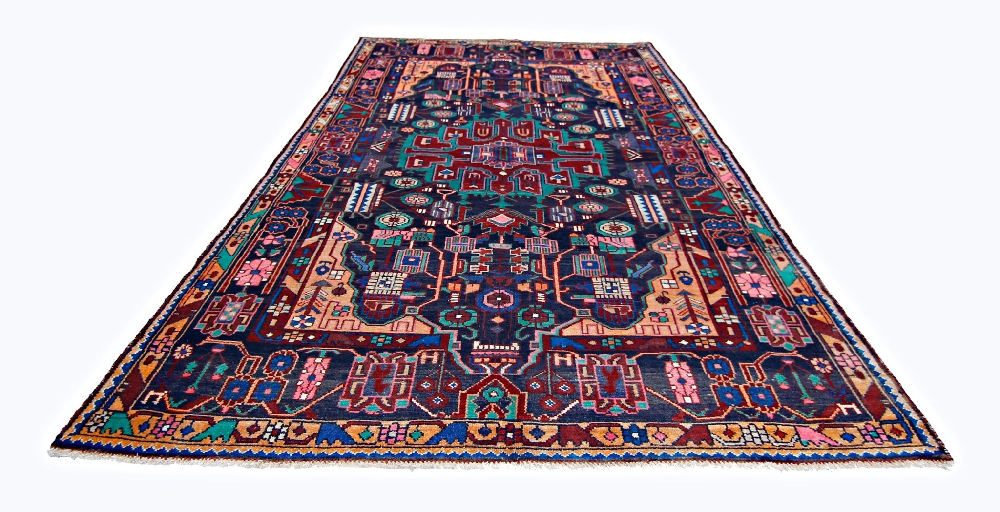 Handmade Vintage Persian Nahavand Rug | 283 x 159 cm | 9'3" x 5'3" - Najaf Rugs & Textile
