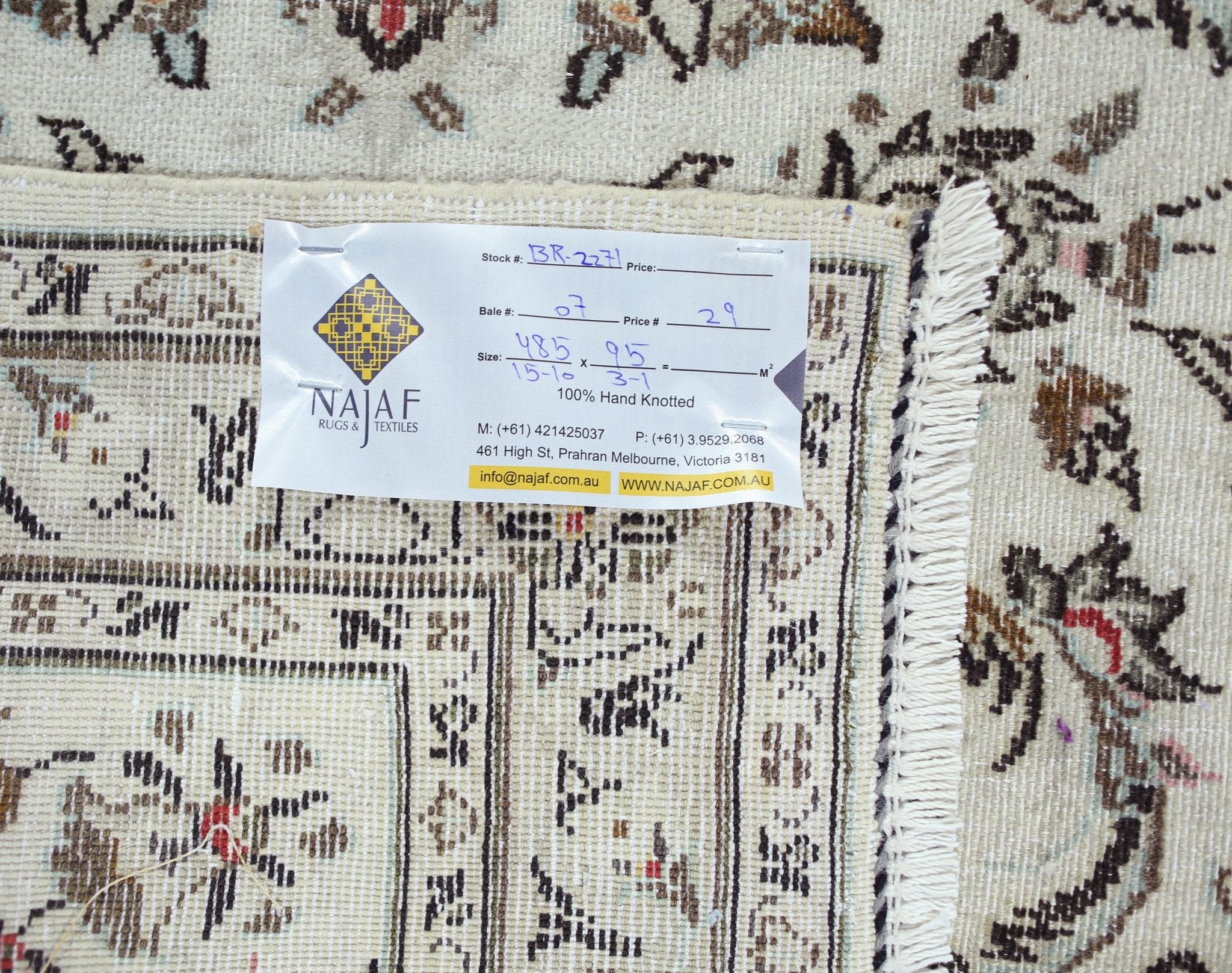 Handmade Vintage Persian Nain Hallway Runner | 485 x 95 cm | 15'10" x 3'1" - Najaf Rugs & Textile