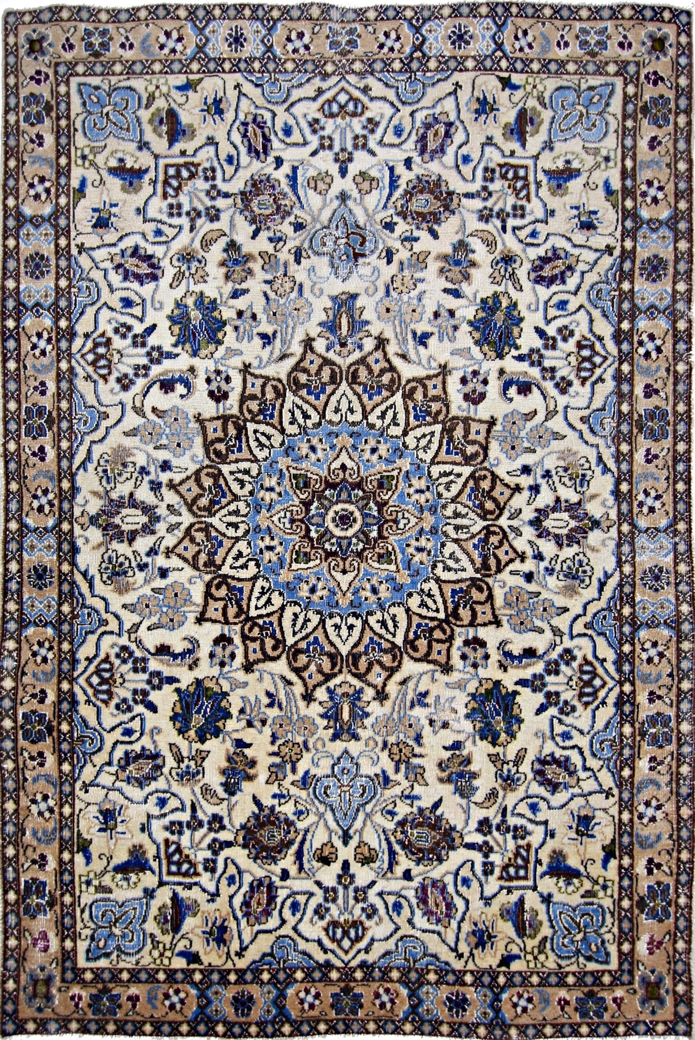 Handmade Vintage Persian Nain Rug | 126 x 84 cm | 4'2" x 2'9" - Najaf Rugs & Textile