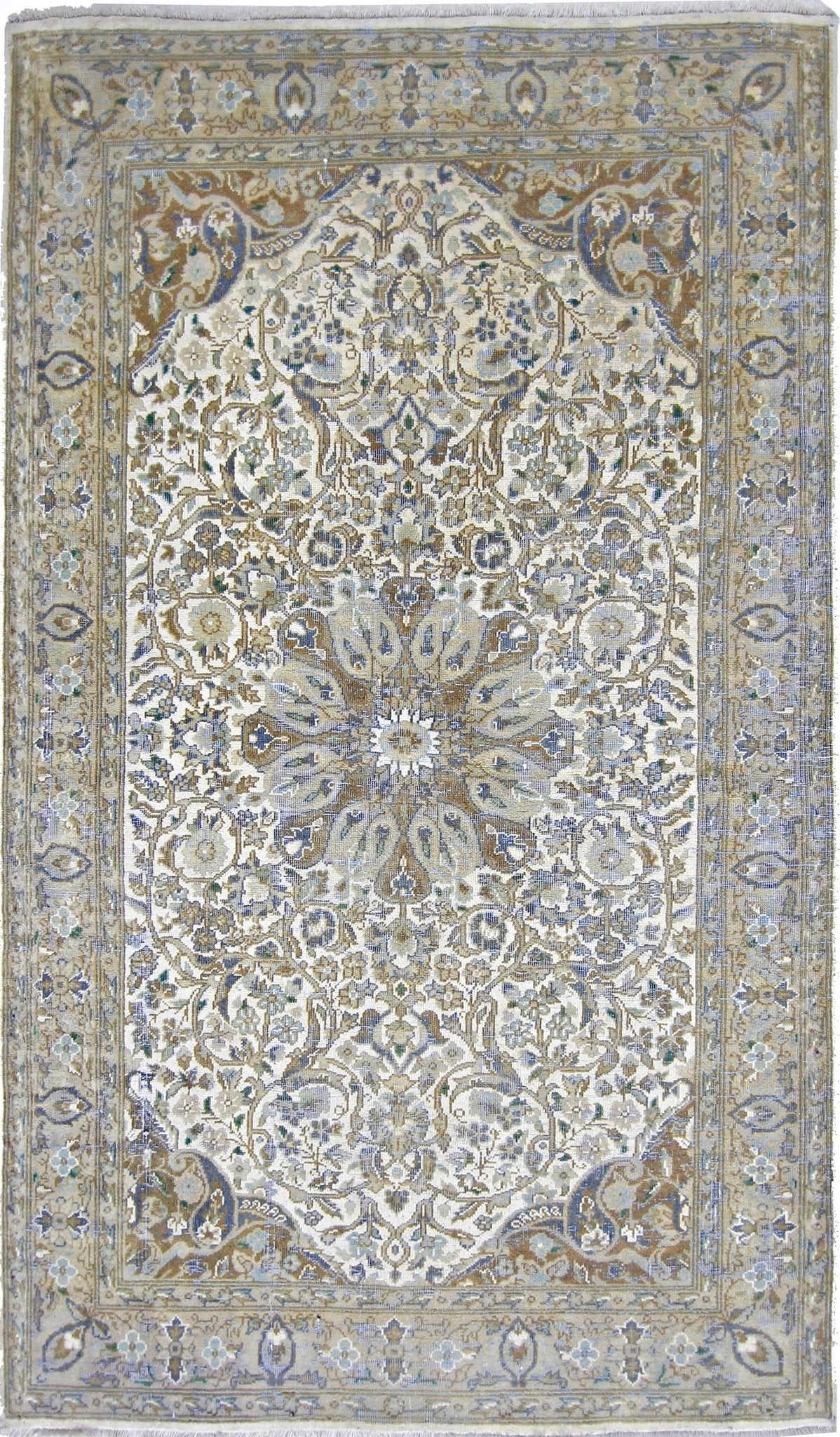 Handmade Vintage Persian Nain Rug | 128 x 75 cm | 4'2" x 2'5" - Najaf Rugs & Textile