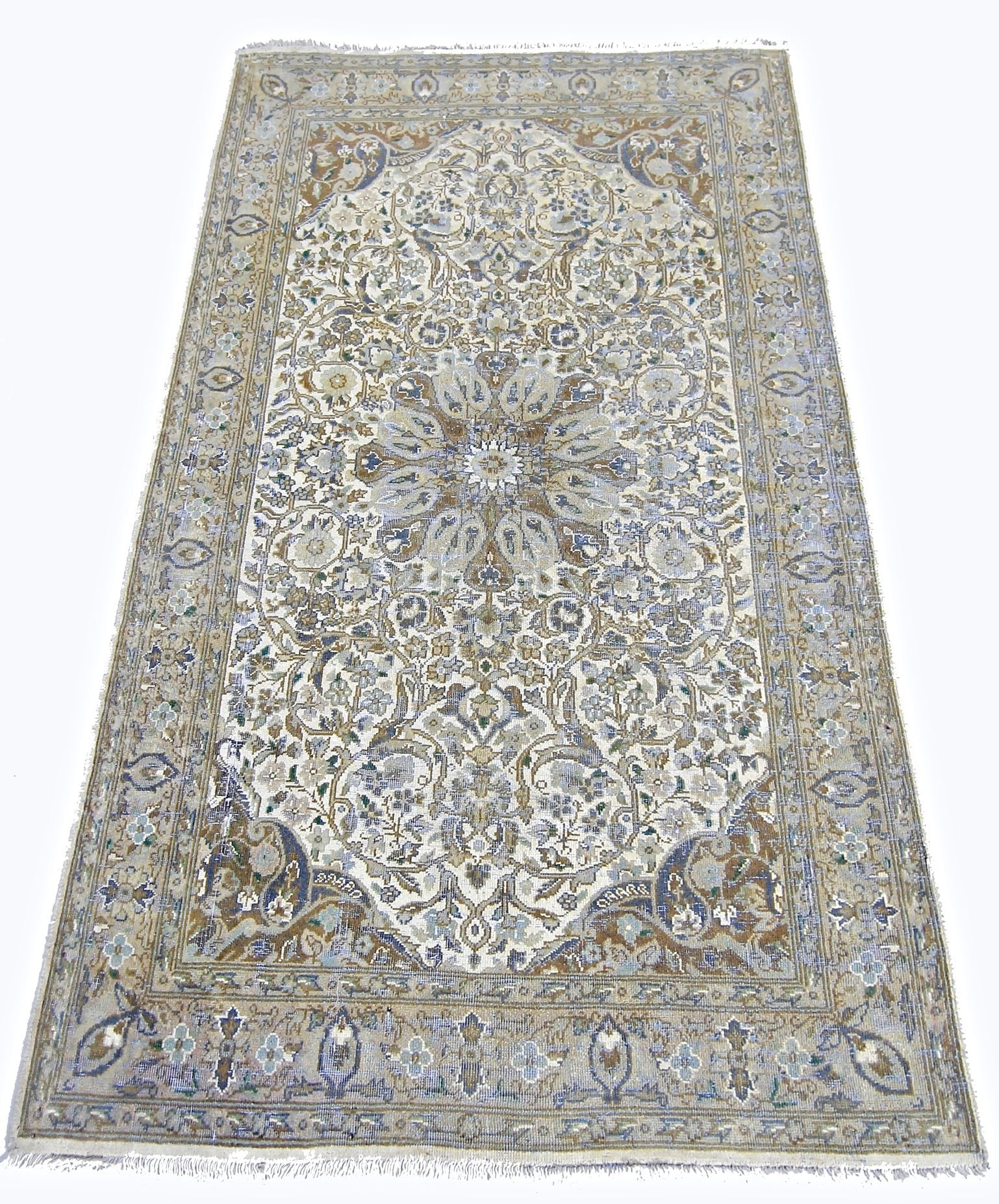 Handmade Vintage Persian Nain Rug | 128 x 75 cm | 4'2" x 2'5" - Najaf Rugs & Textile