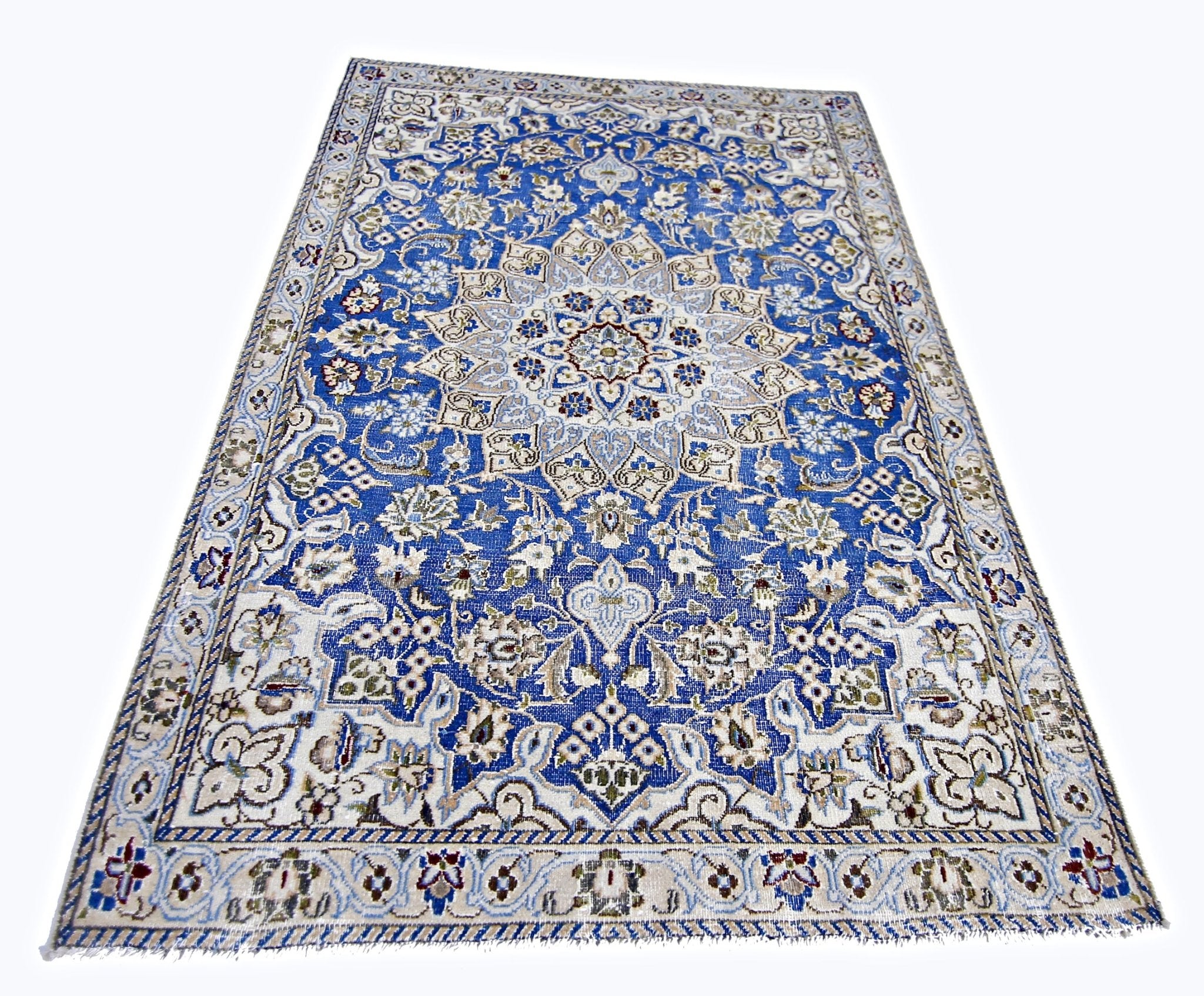 Handmade Vintage Persian Nain Rug | 136 x 89 cm | 4'6" x 2'11" - Najaf Rugs & Textile
