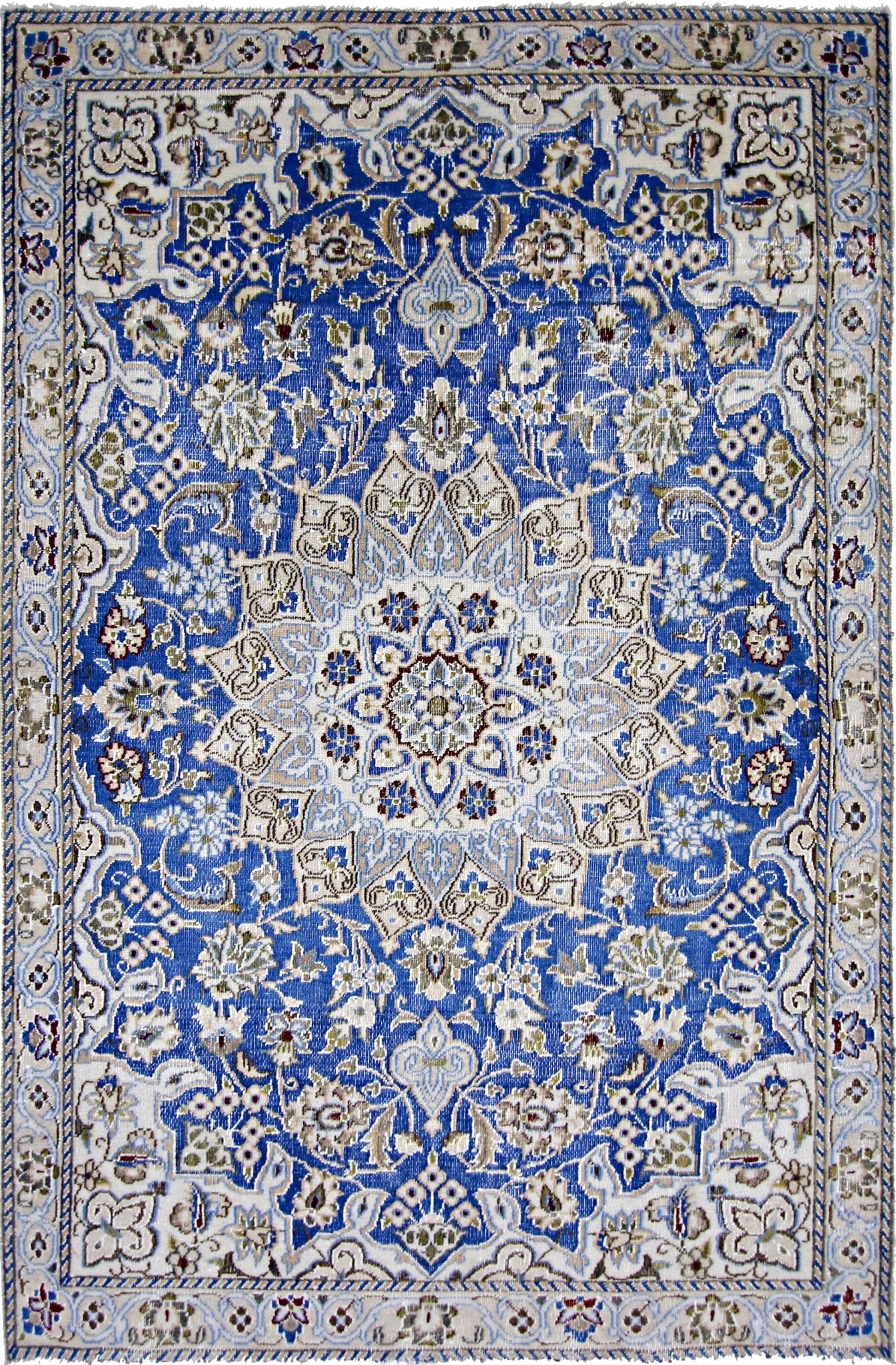 Handmade Vintage Persian Nain Rug | 136 x 89 cm | 4'6" x 2'11" - Najaf Rugs & Textile