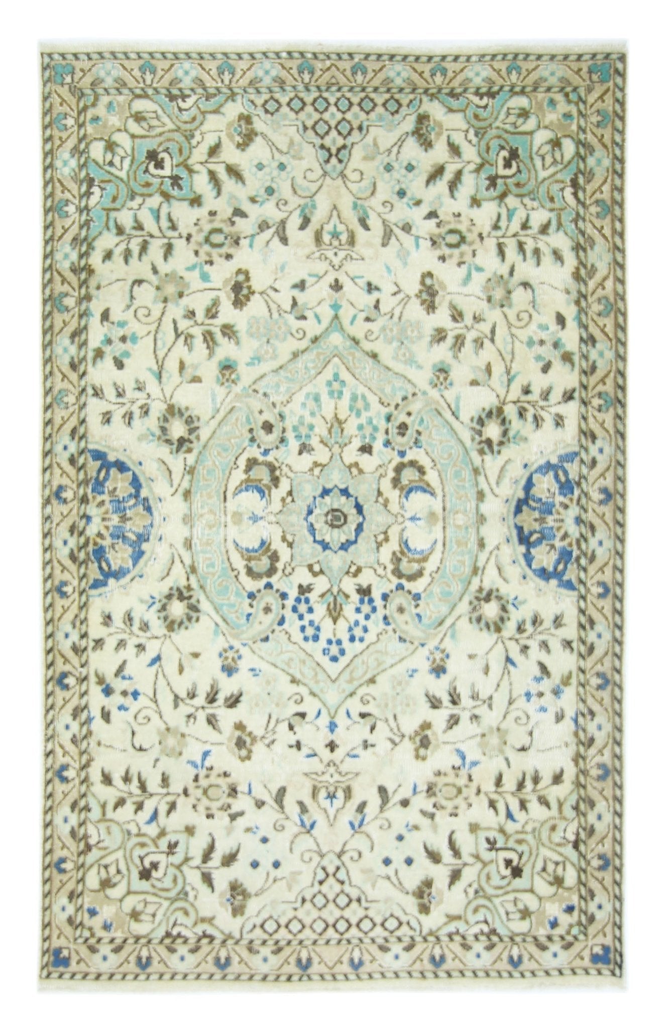Handmade Vintage Persian Nain Rug | 137 x 85 cm | 4'6" x 2'10" - Najaf Rugs & Textile