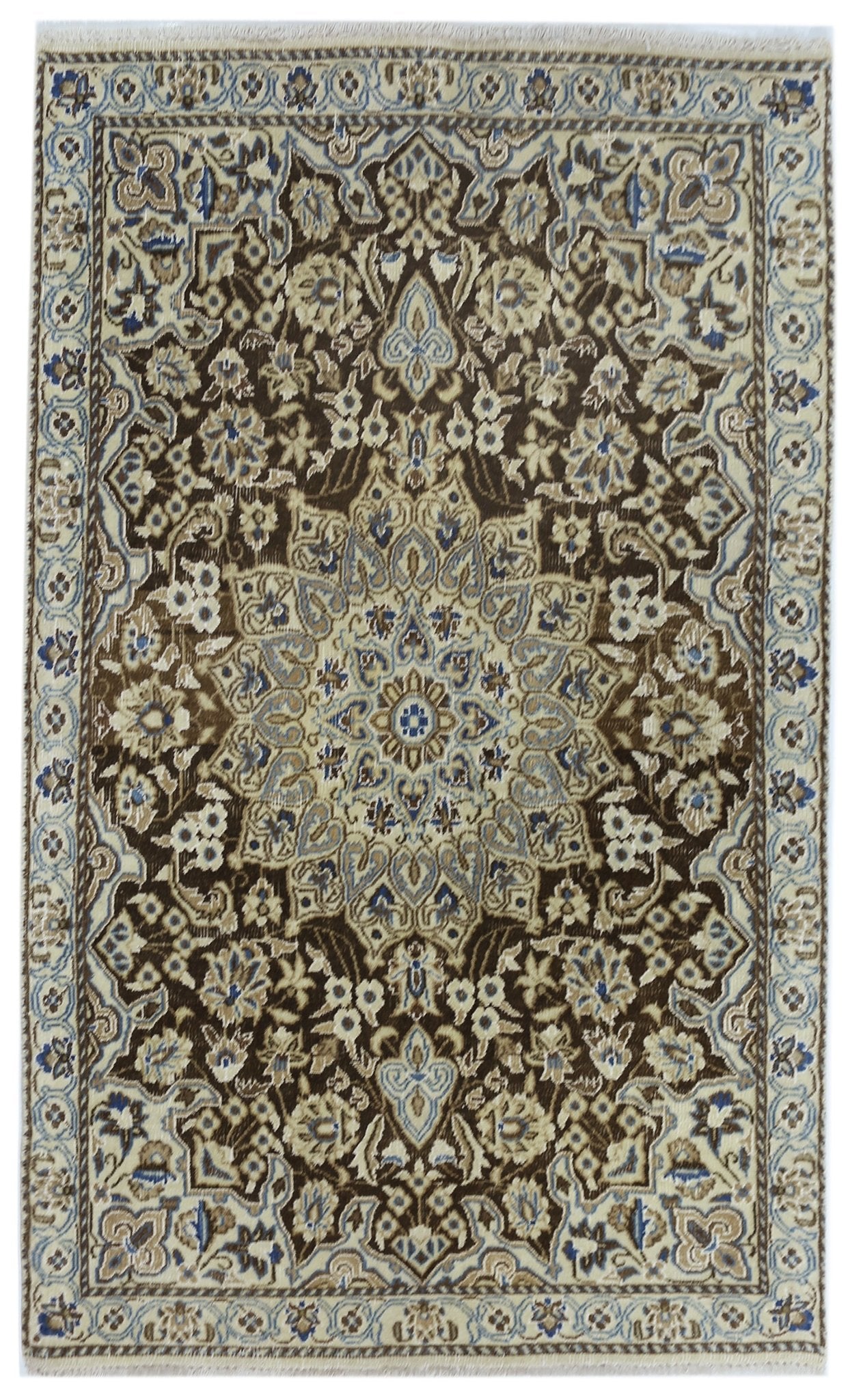 Handmade Vintage Persian Nain Rug | 144 x 85 cm | 4'9" x 2'9" - Najaf Rugs & Textile