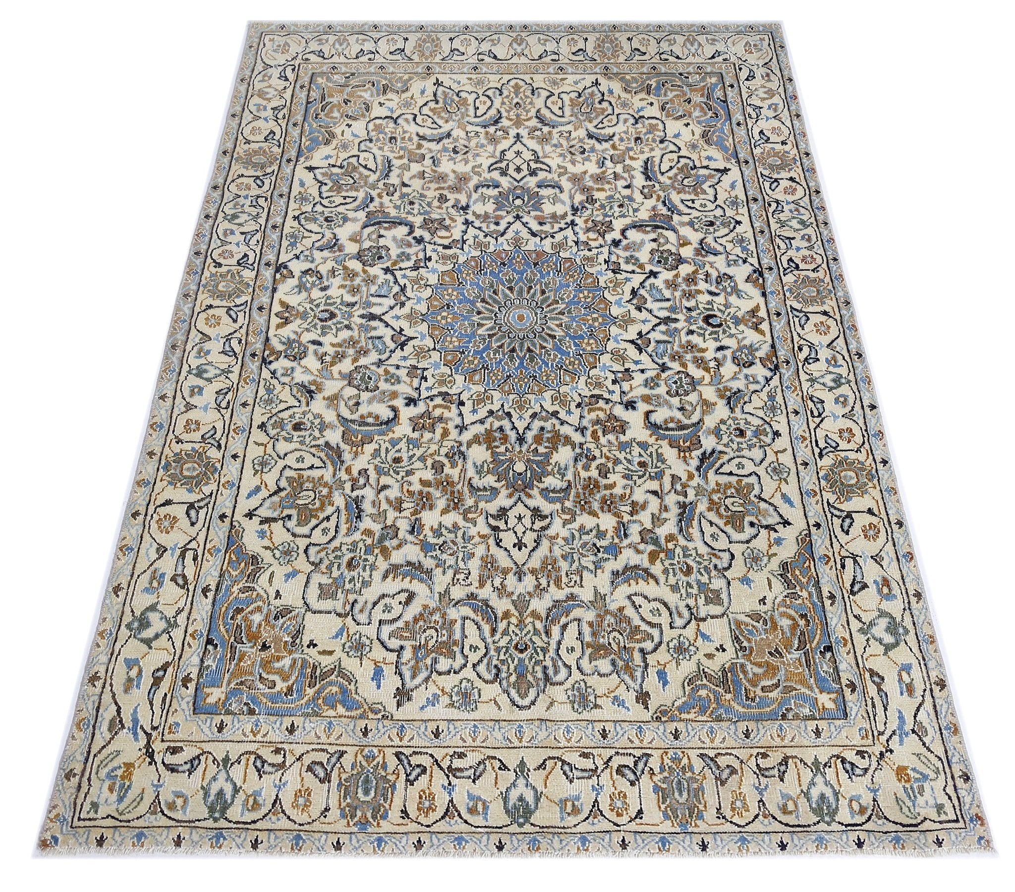 Handmade Vintage Persian Nain Rug | 181 x 115 cm | 5'11" x 3'9" - Najaf Rugs & Textile