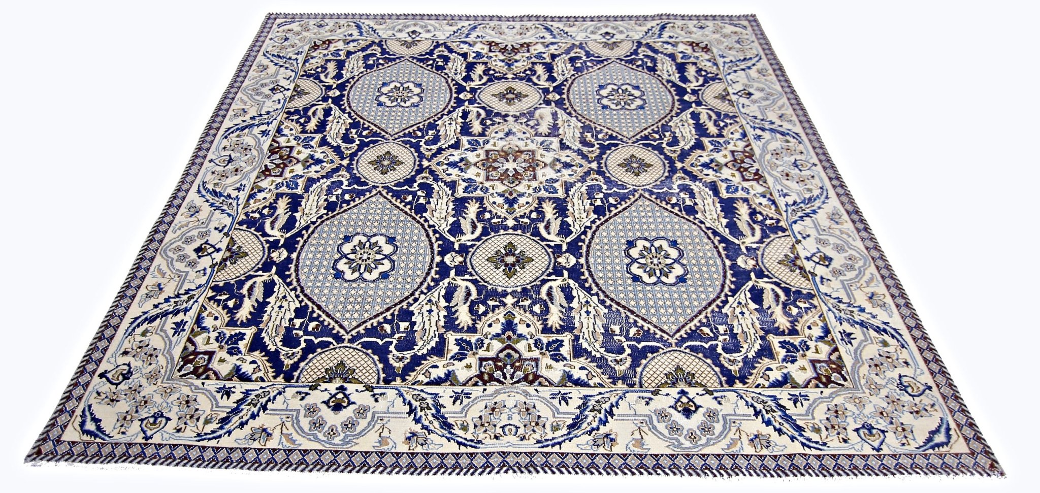 Handmade Vintage Persian Nain Rug | 193 x 189 cm | 6'4" x 6'2" - Najaf Rugs & Textile