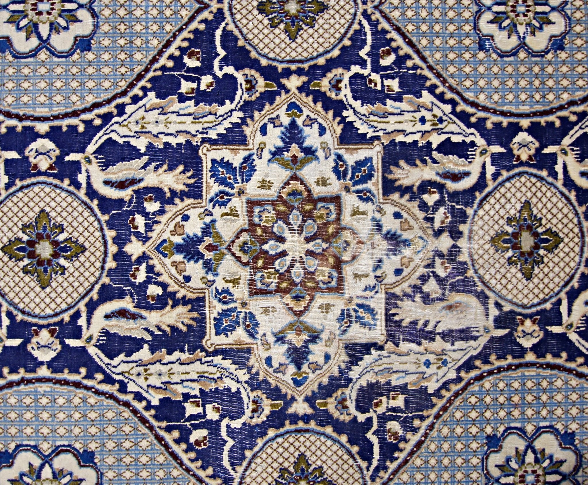 Handmade Vintage Persian Nain Rug | 193 x 189 cm | 6'4" x 6'2" - Najaf Rugs & Textile