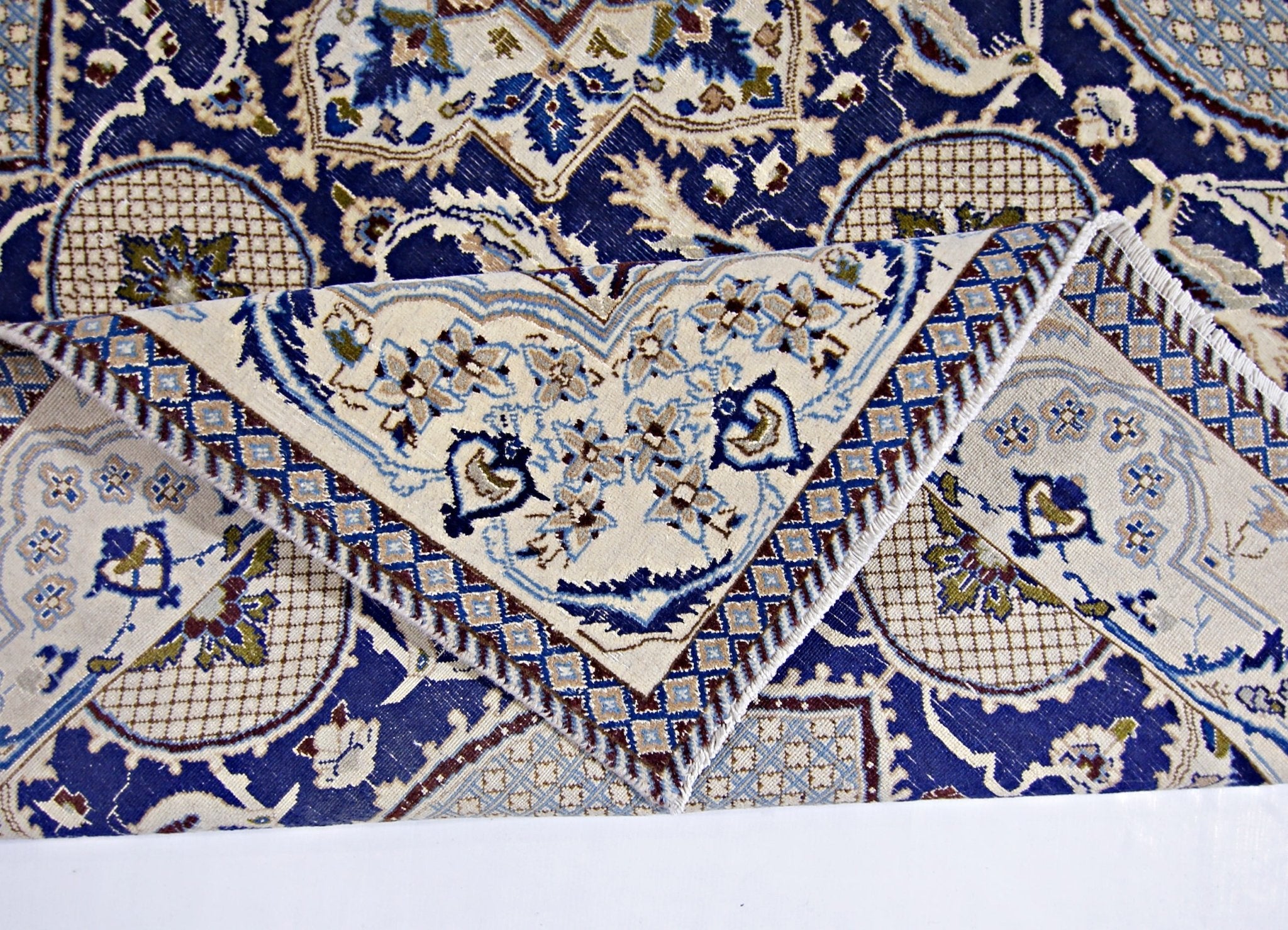 Handmade Vintage Persian Nain Rug | 193 x 189 cm | 6'4" x 6'2" - Najaf Rugs & Textile