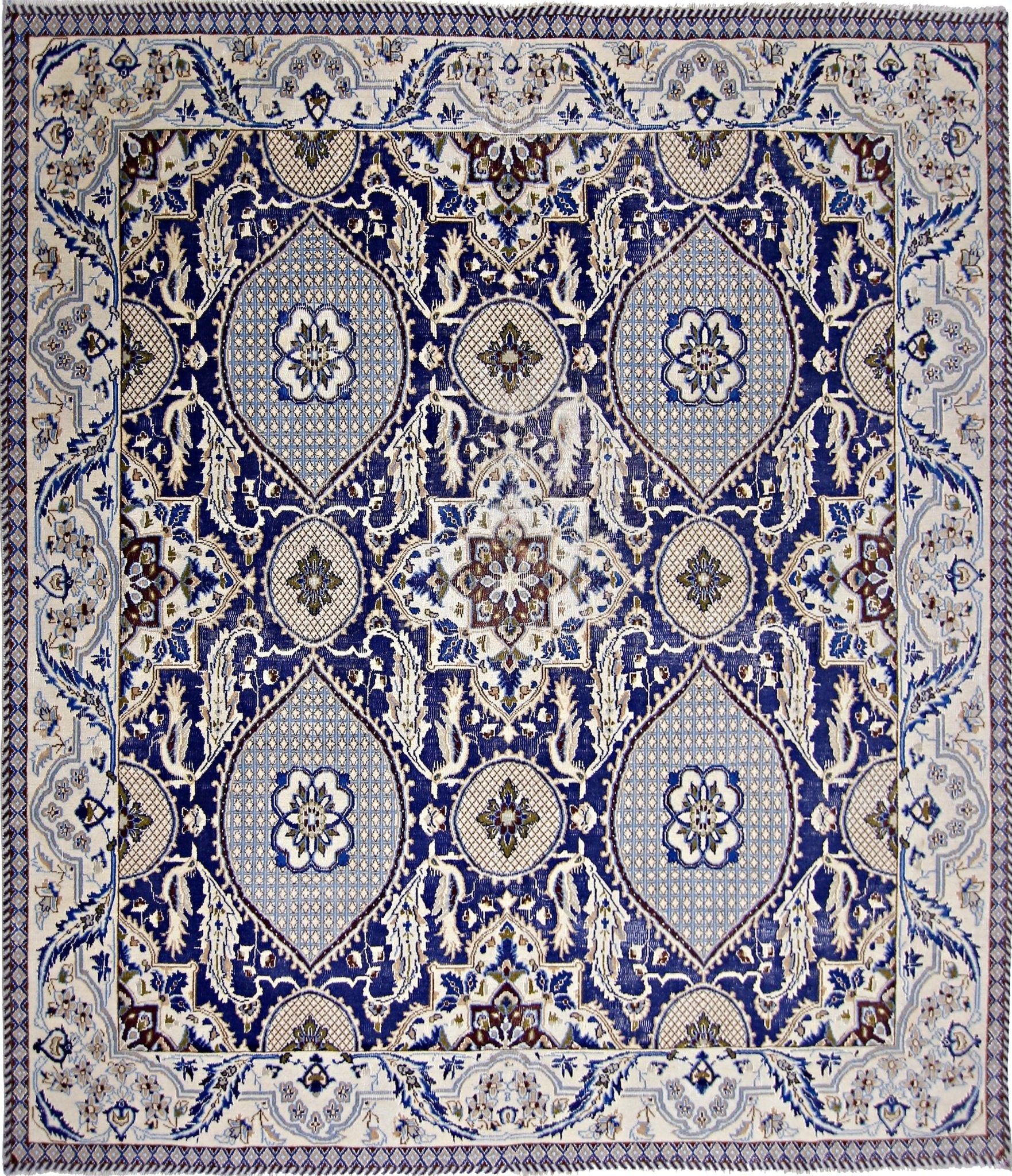 Handmade Vintage Persian Nain Rug | 193 x 189 cm | 6'4" x 6'2" - Najaf Rugs & Textile