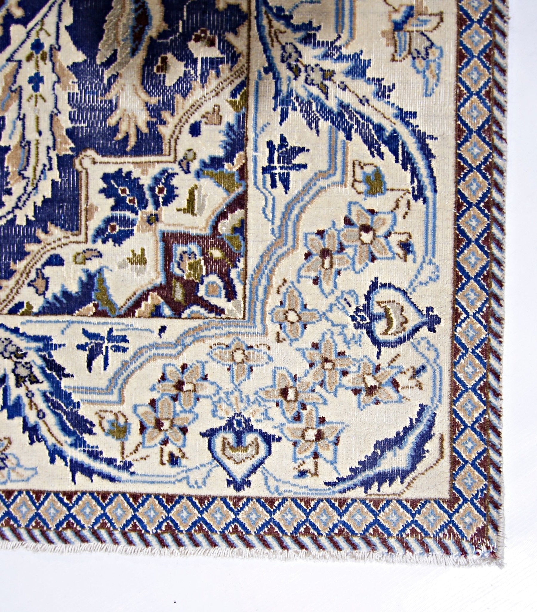 Handmade Vintage Persian Nain Rug | 193 x 189 cm | 6'4" x 6'2" - Najaf Rugs & Textile