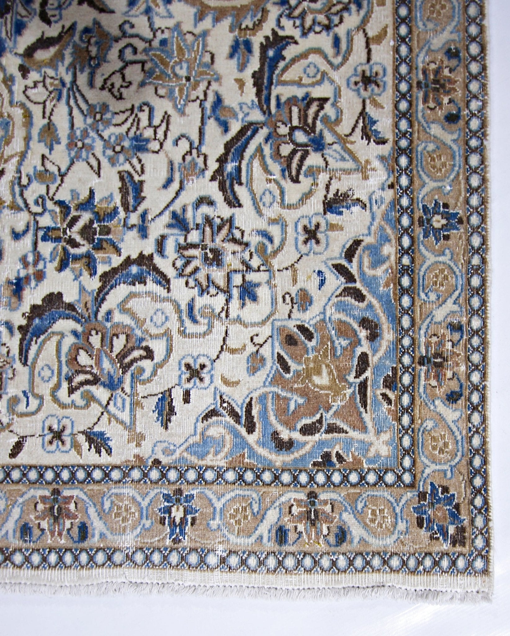 Handmade Vintage Persian Nain Rug | 199 x 111 cm | 6'6" x 3'8" - Najaf Rugs & Textile